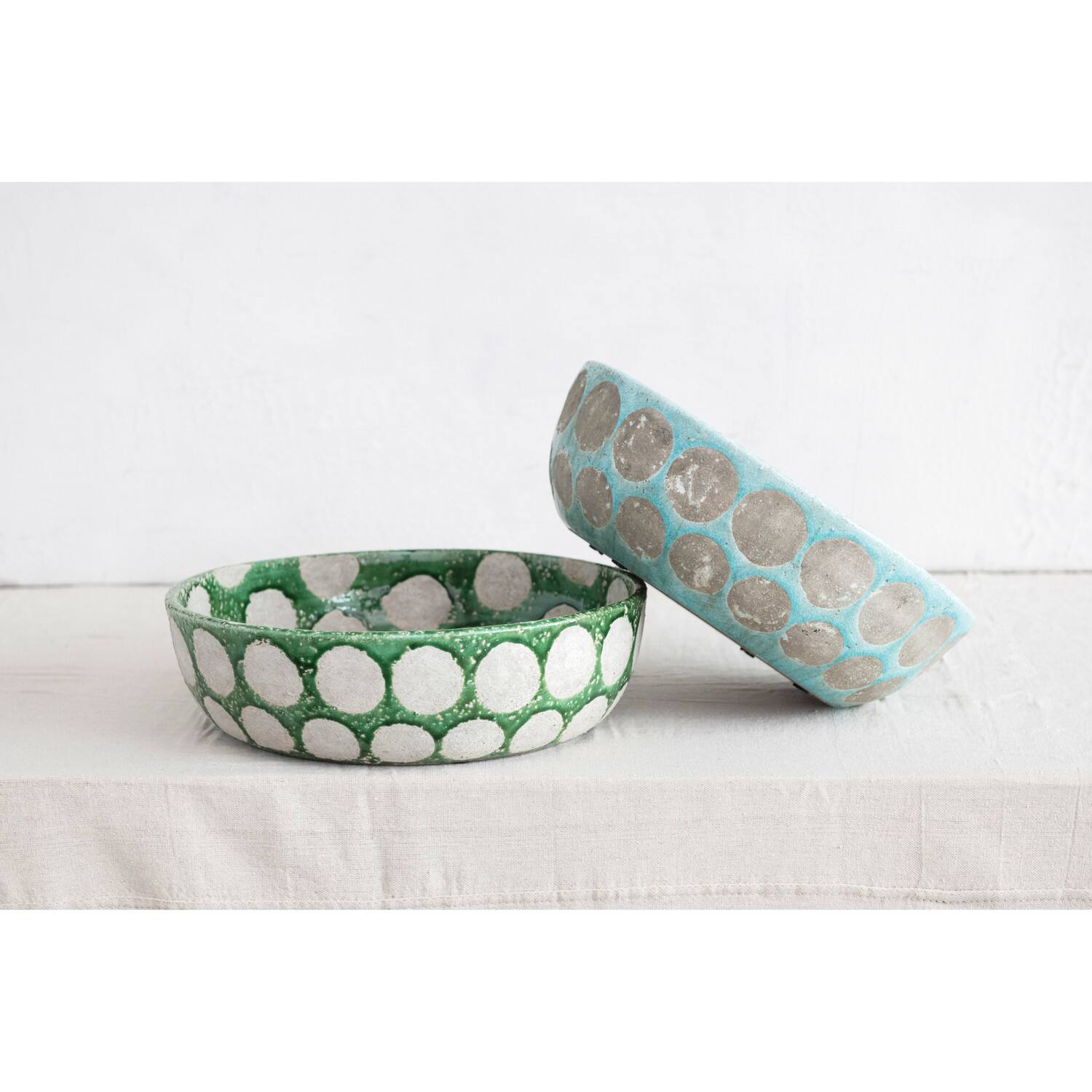 Hello Honey® 16" Decorative Terra-Cotta Bowl with Wax Relief Dots