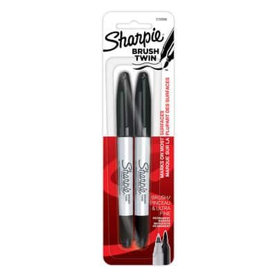 Sharpie® Black Brush Twin Permanent Markers, 2ct. image