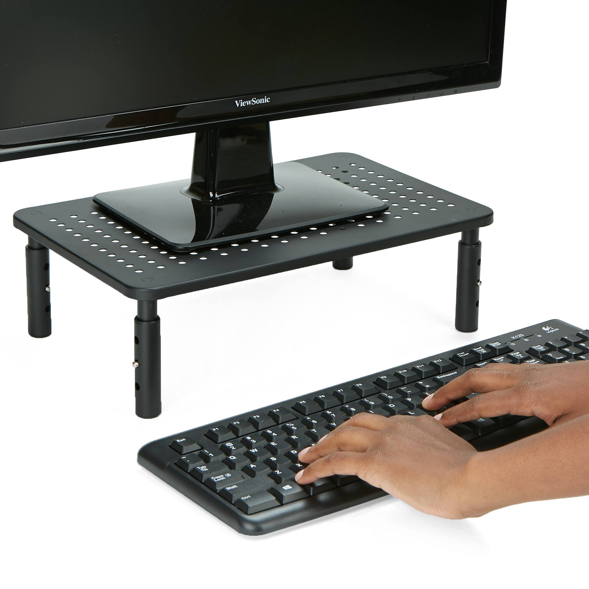 Mind Reader Black Vented Rectangle Monitor Stand