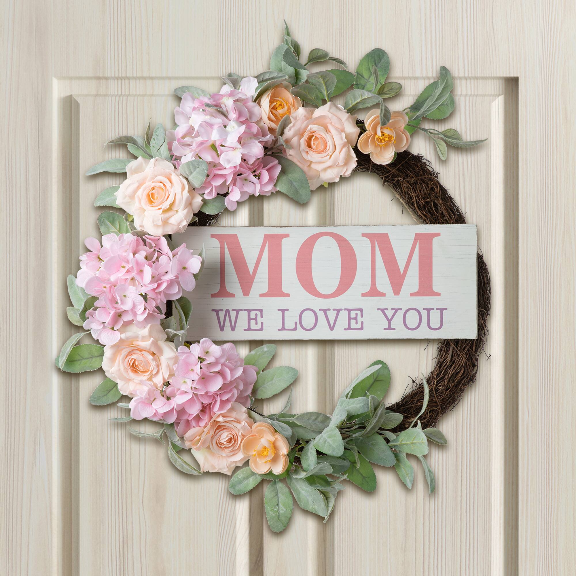 Glitzhome&#xAE; 22&#x22; Mother&#x27;s Day Floral Wreath