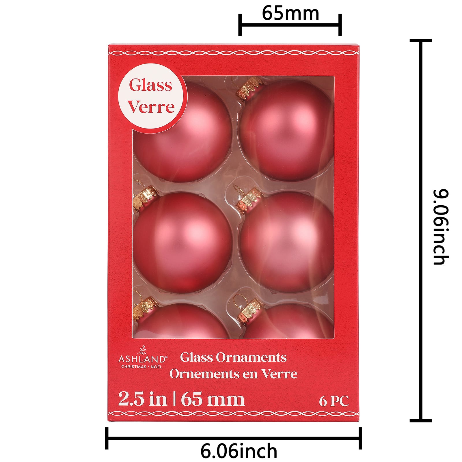 6 Pack 2.5&#x22; Satin Glass Ball Ornaments by Ashland&#xAE;
