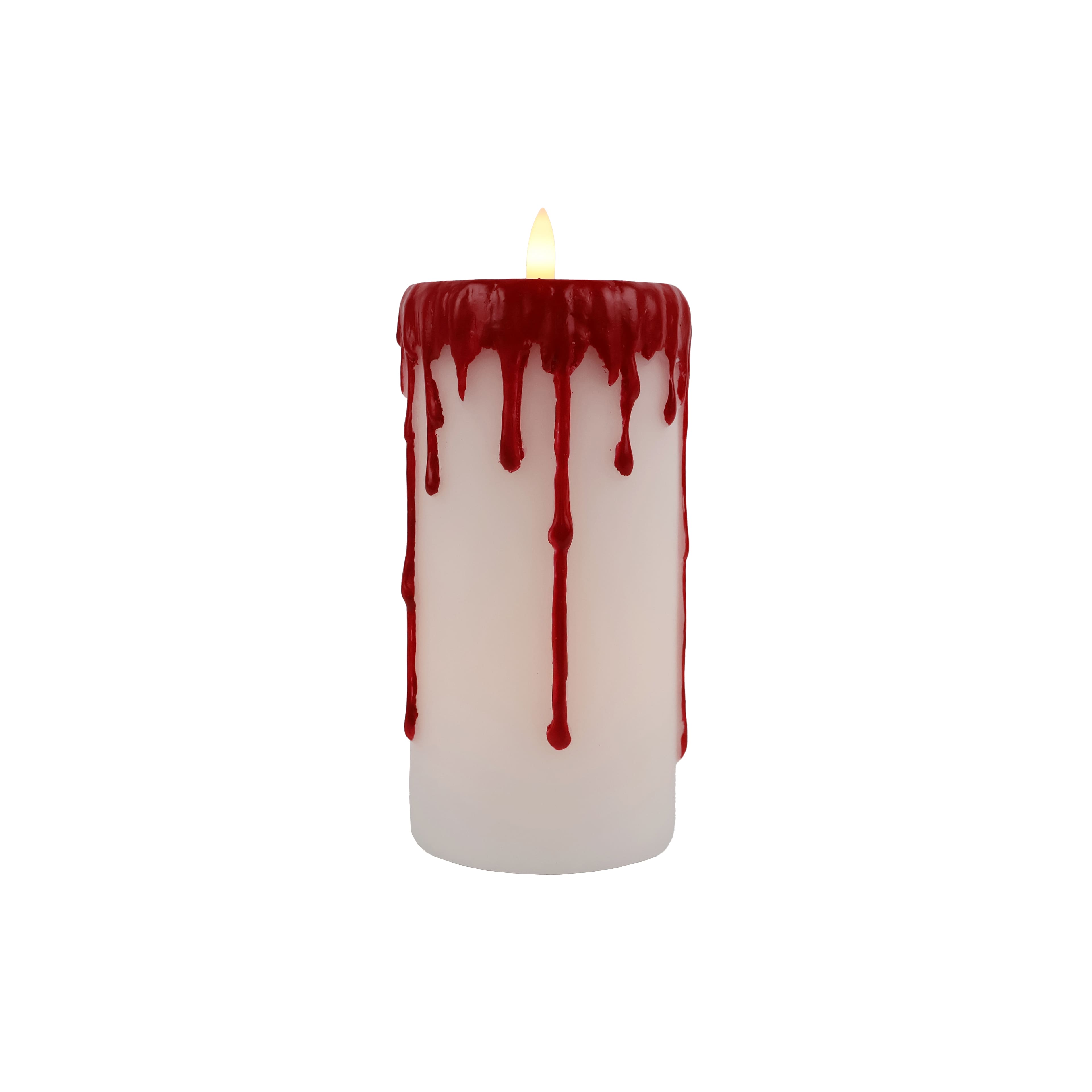 6&#x22; Red &#x26; White Dripping LED Wax Pillar Candle by Ashland&#xAE;