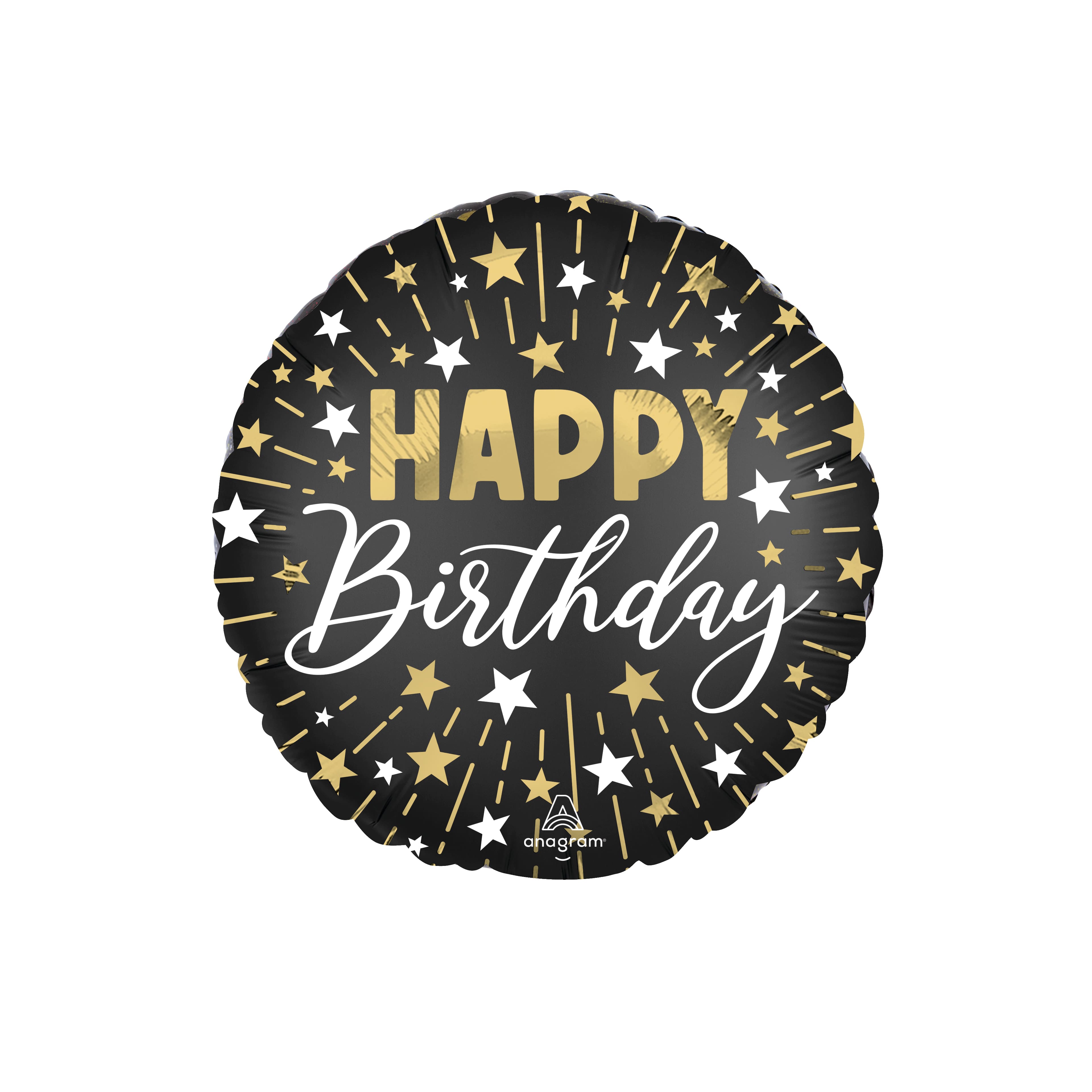 17&#x22; Black, Silver &#x26; Gold Birthday Balloon