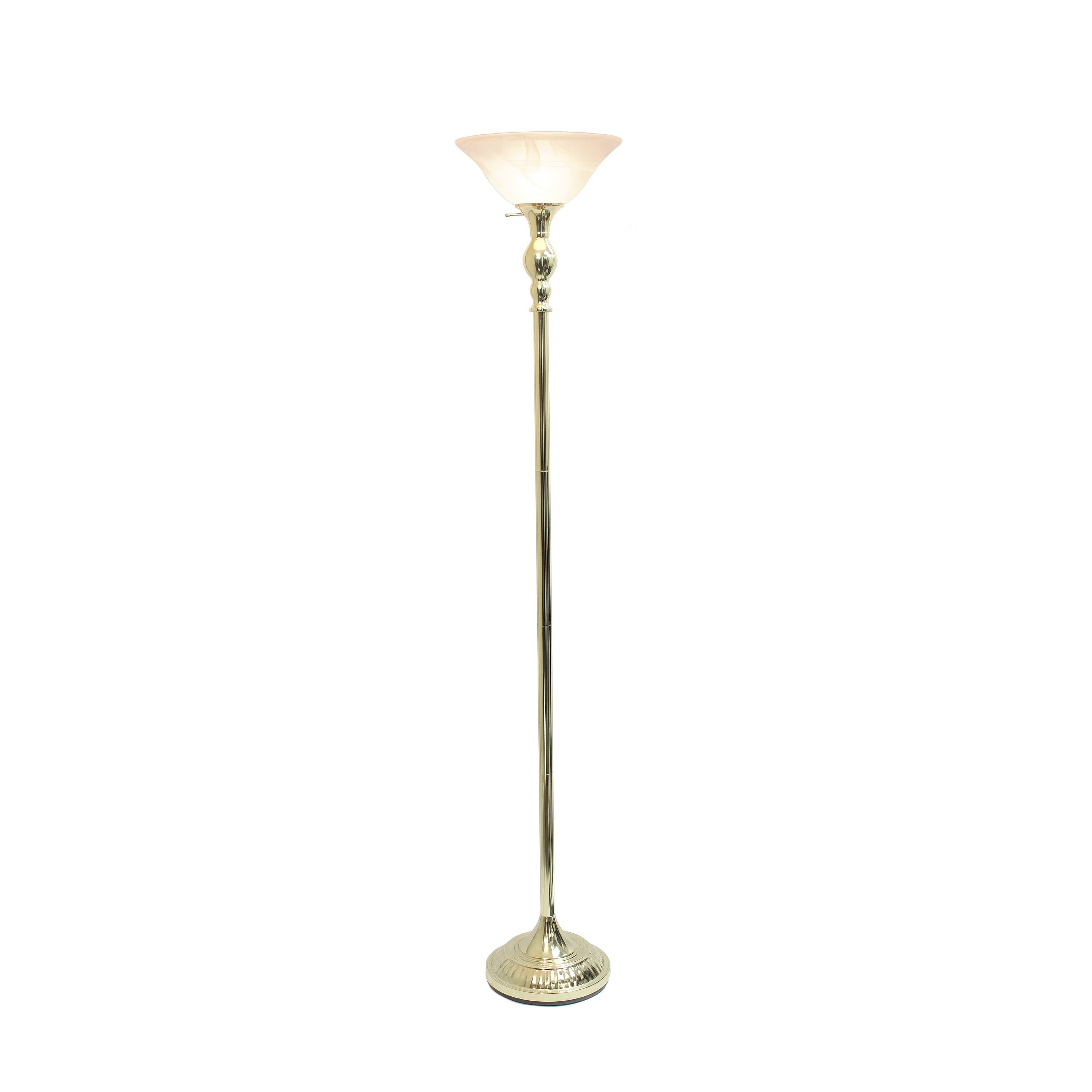 Lalia Home 6ft. Torchiere Floor Lamp with Marbleized Shade