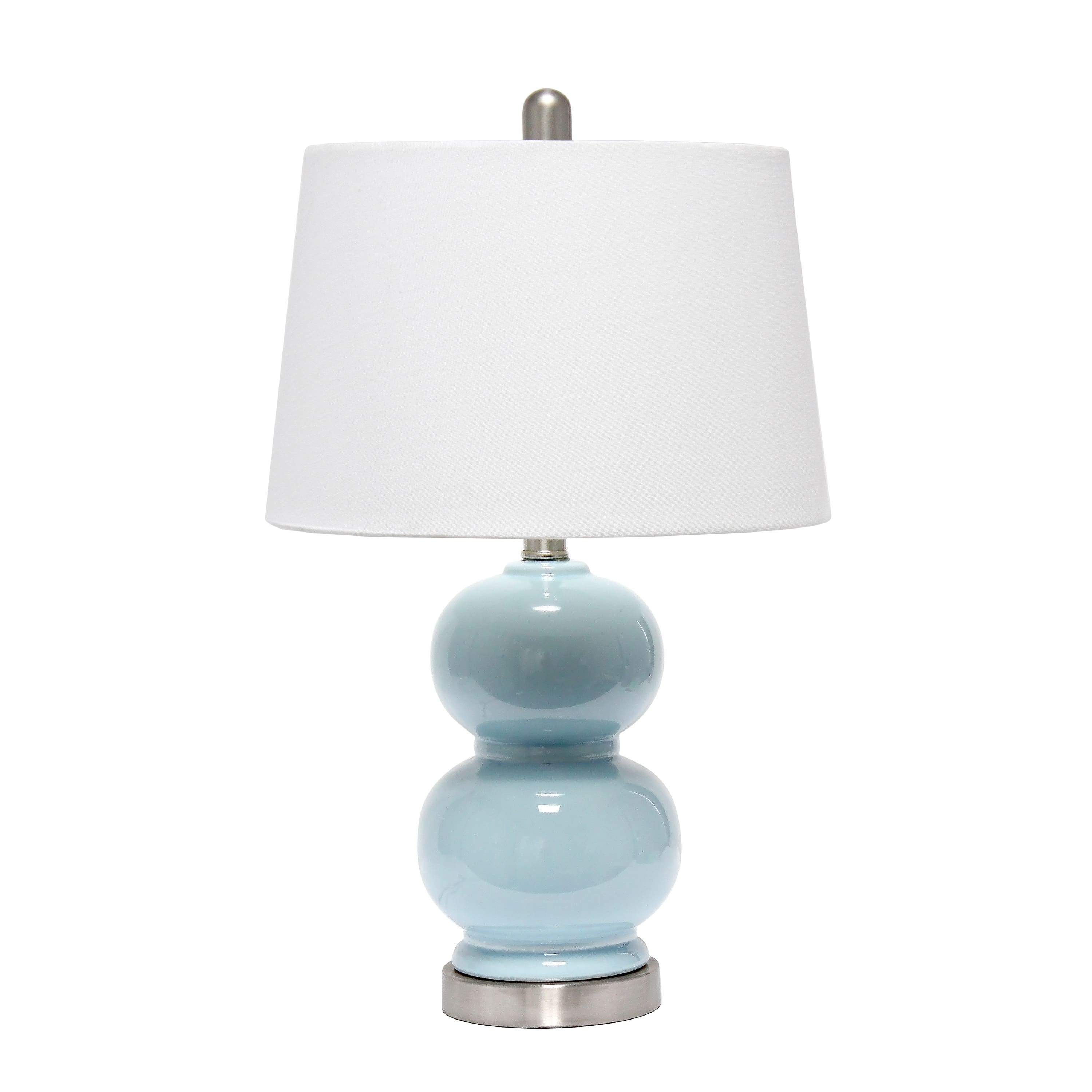 Lalia Home 21&#x22; Light Blue Dual Orb Table Lamp with Fabric Shade