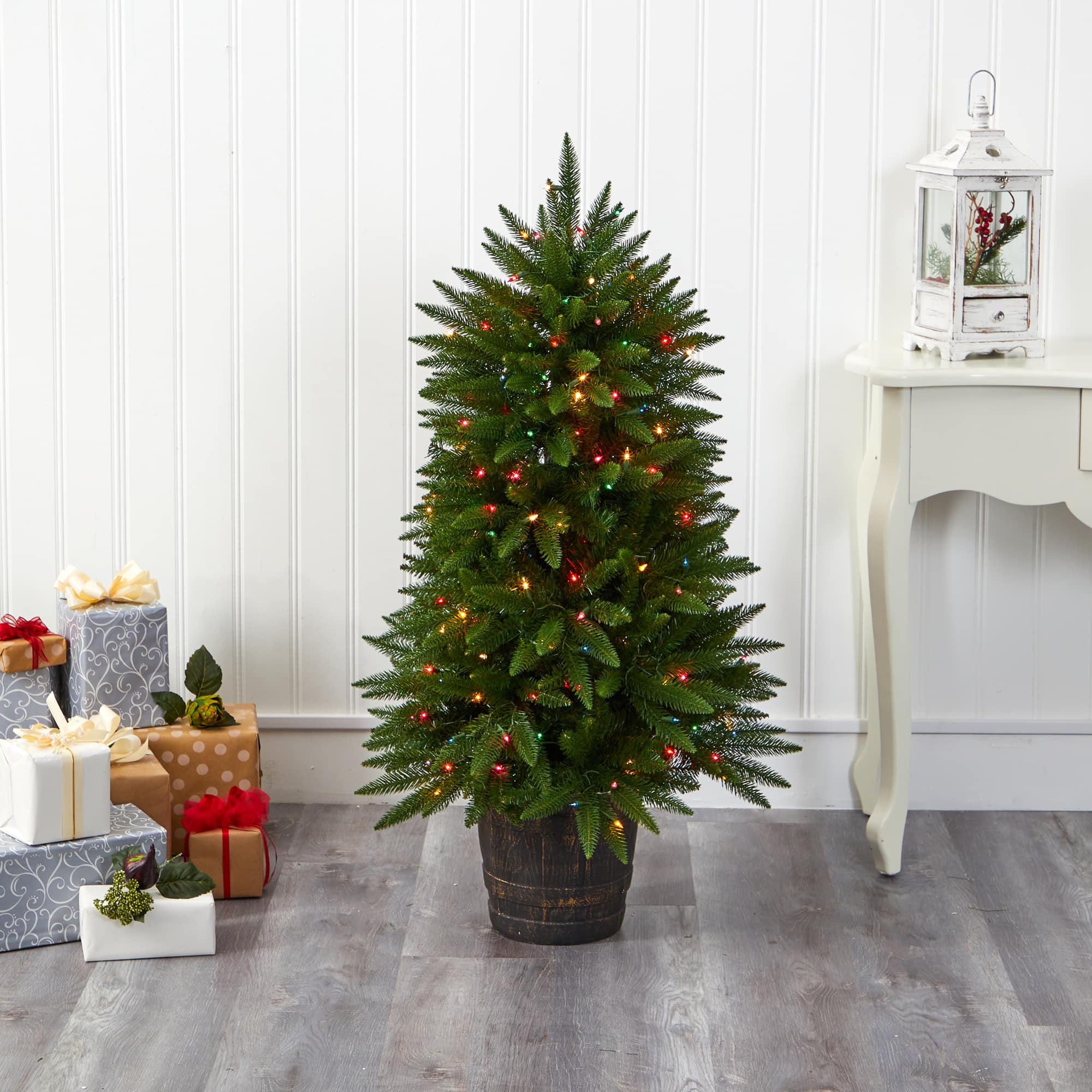 5ft. Pre-Lit Sierra Fir Artificial Potted Christmas Tree with ...