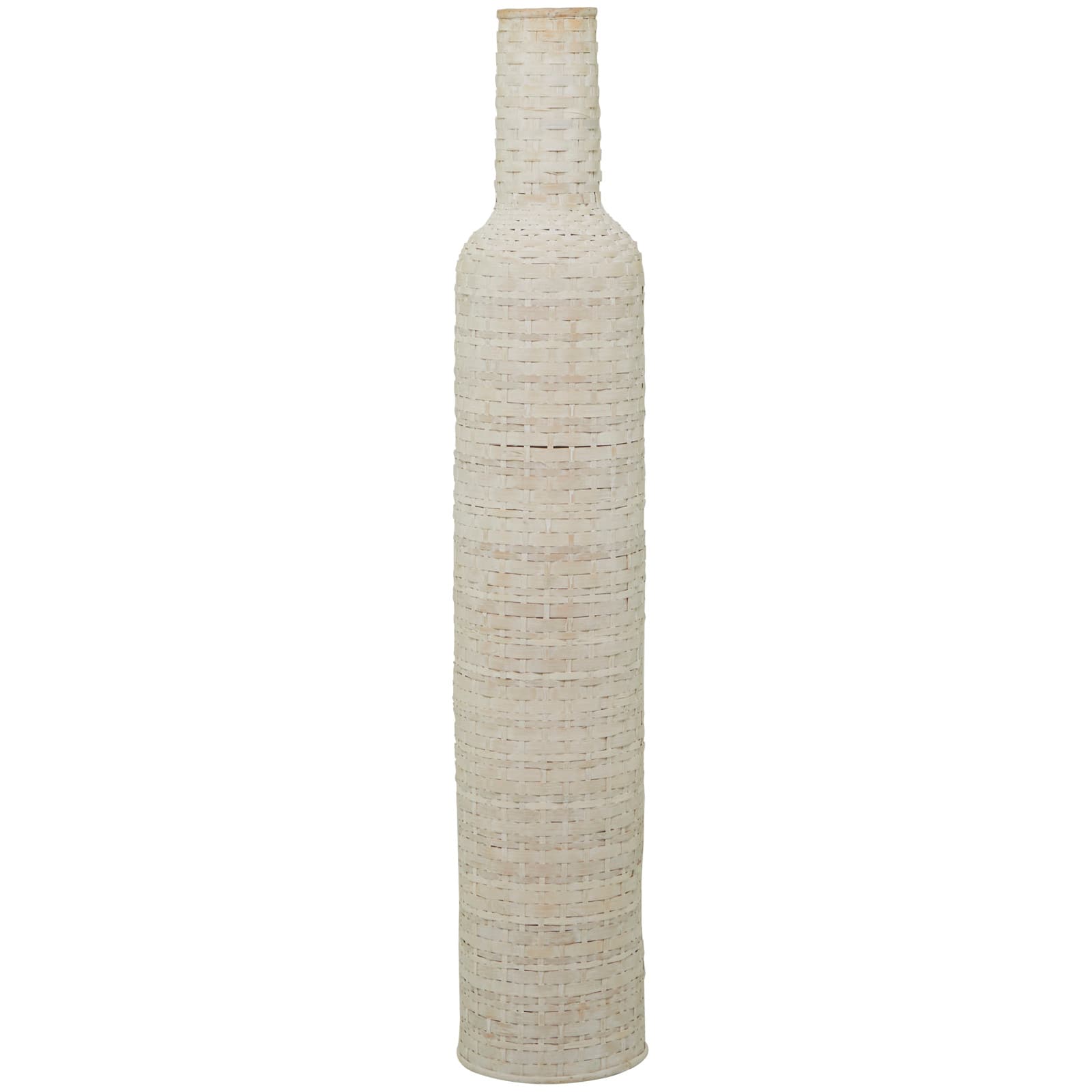 White Bamboo Tall Woven Floor Vase 9" x 9" x 48"