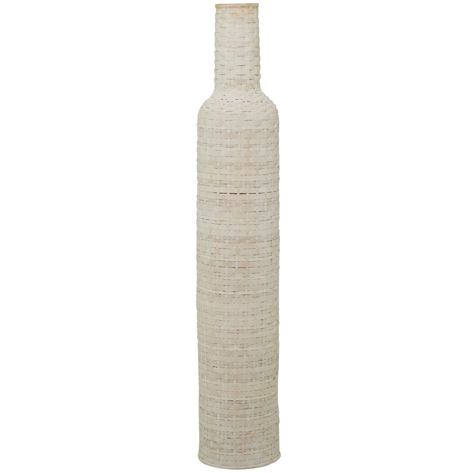 White Bamboo Tall Woven Floor Vase 9&#x22; x 9&#x22; x 48&#x22;