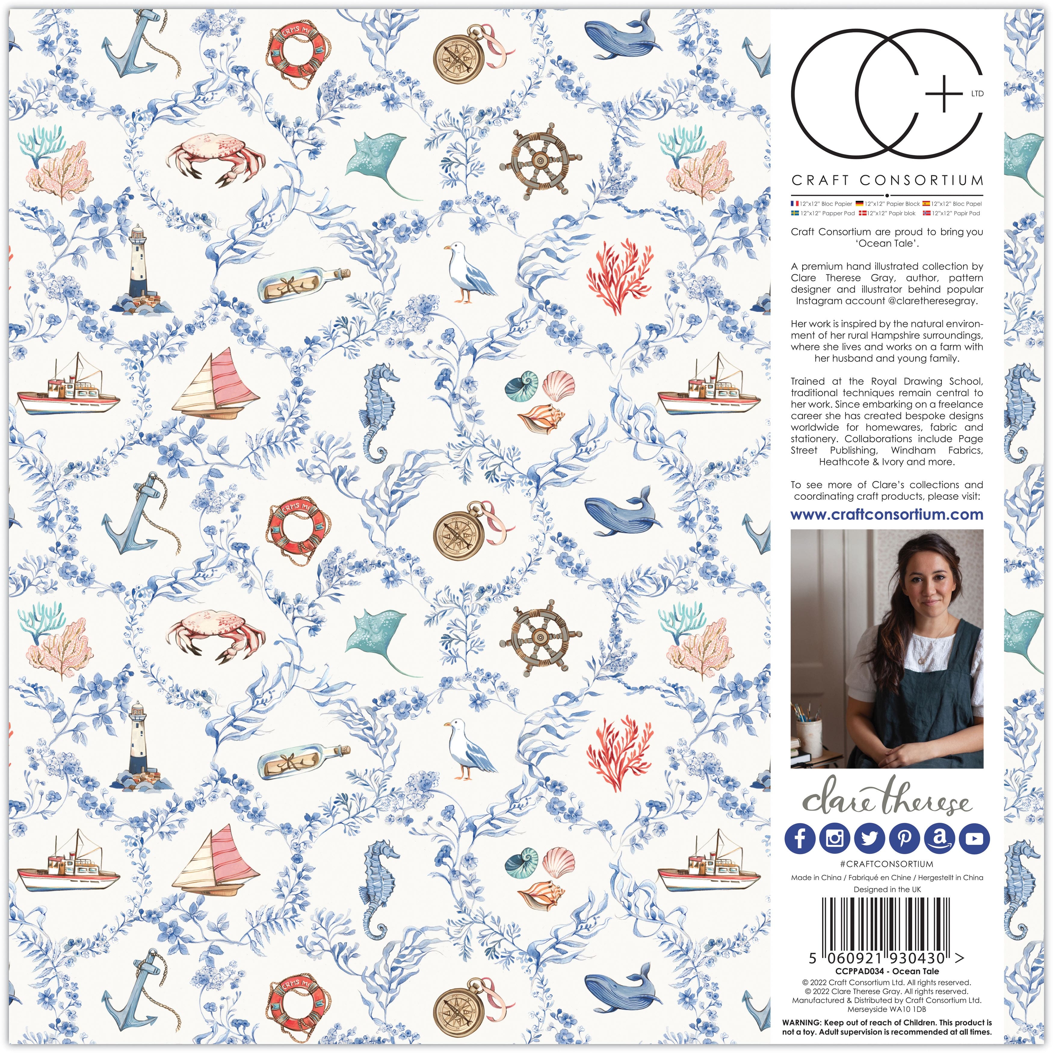 Craft Consortium Double-Sided Paper Pad 12&#x22; x 12&#x22; 40 ct. Ocean Tale