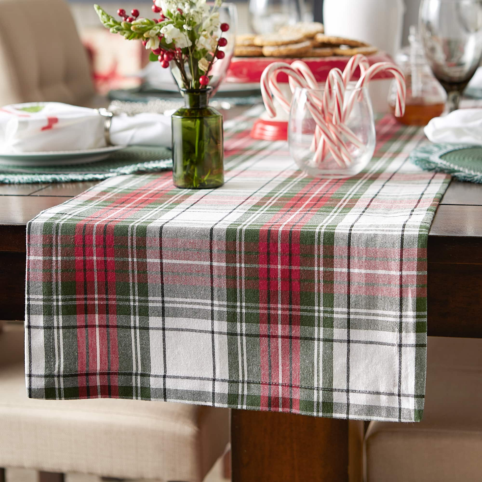 DII&#xAE; 108&#x22; Christmas Plaid Table Runner