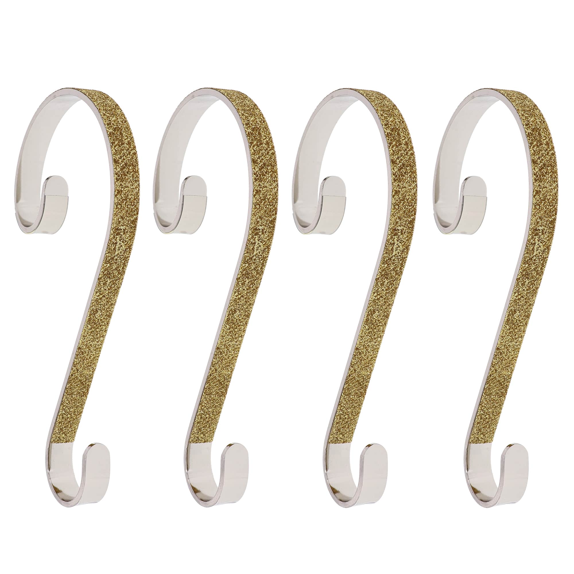 Haute Decor Stocking Scroll&#xAE; Gold Glitter Stocking Holders, 4ct.