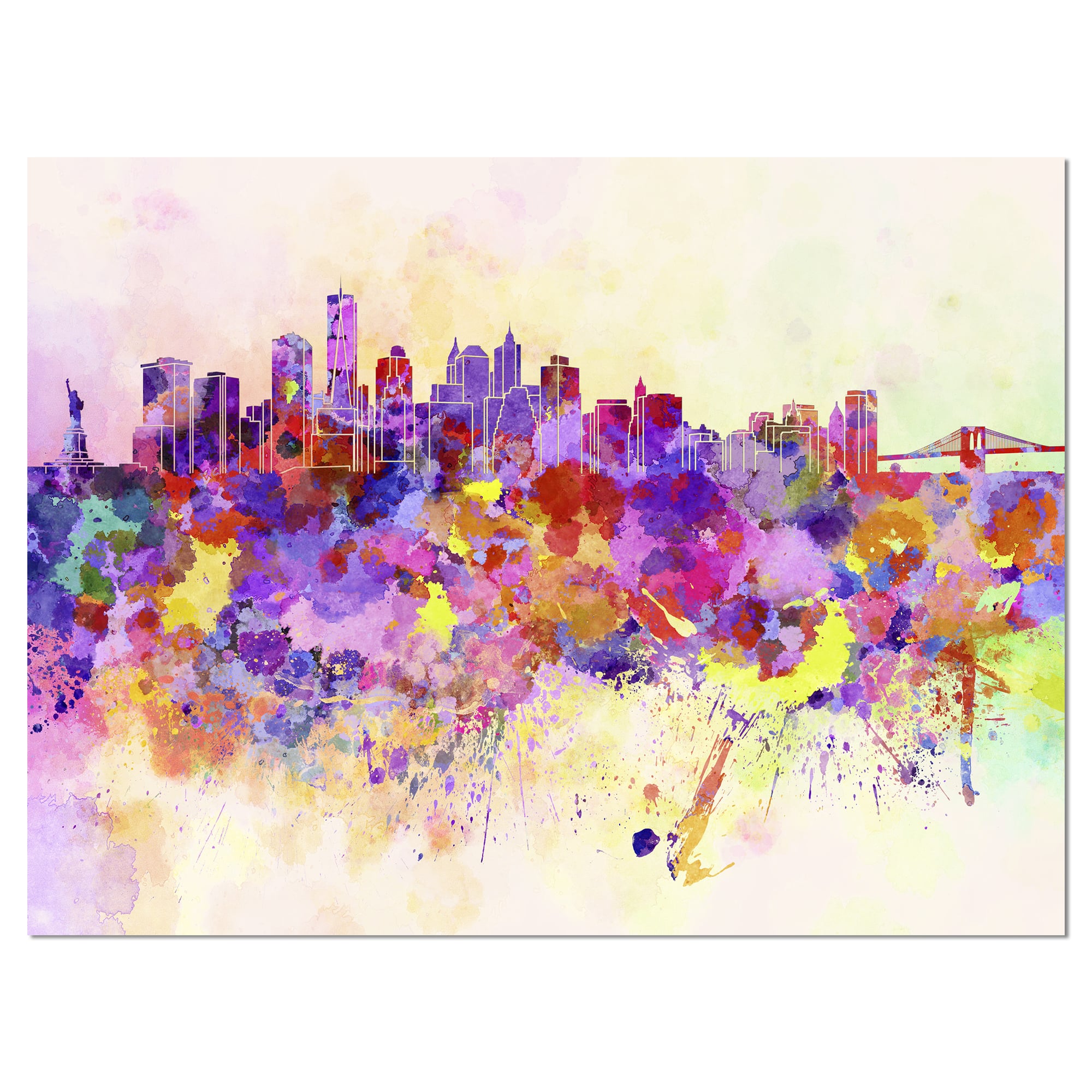 Designart - Purple New York Skyline - Cityscape Canvas Art Print