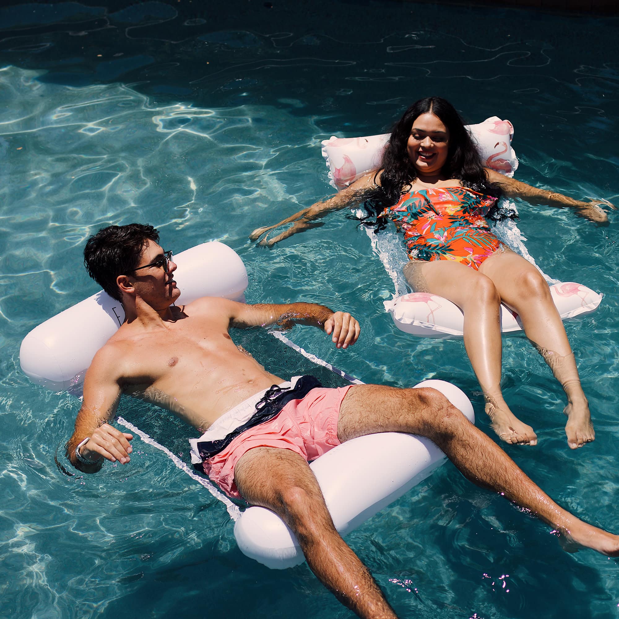 Rae Dunn 4.5ft. Pretty in Pink Flamingo Pattern Hammock Pool Lounger