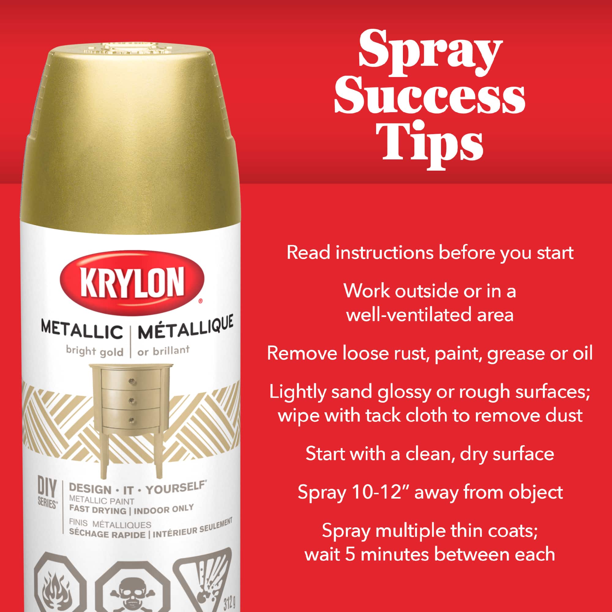 Peinture m&#xE9;tallis&#xE9; en a&#xE9;rosol DIY Series de Krylon