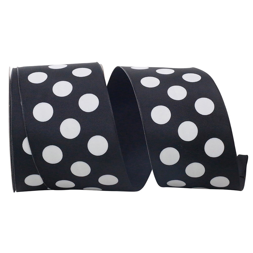 The Ribbon Roll 2.5&#x22; x 20yd. Satin Wired Large Dots Ribbon