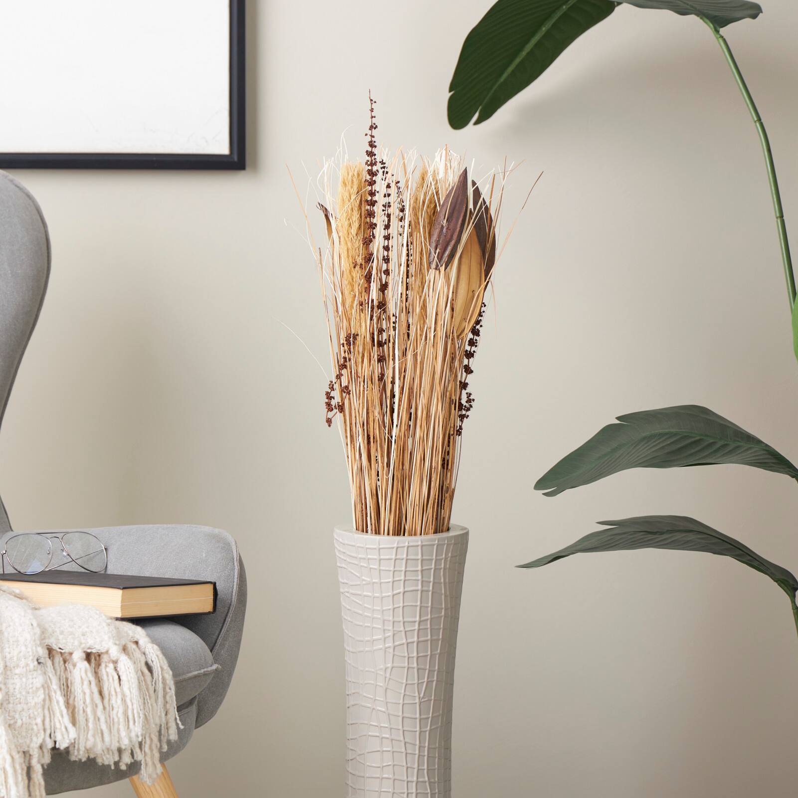 Brown Dried Large Leaf Plant & Branch Bundle