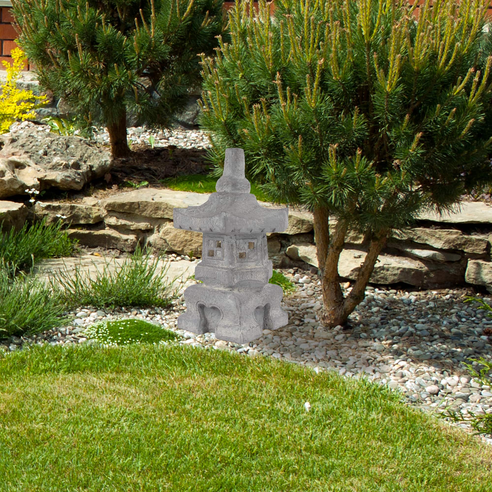 20&#x22; Solar Powered LED Pagoda Outdoor Garden Statue