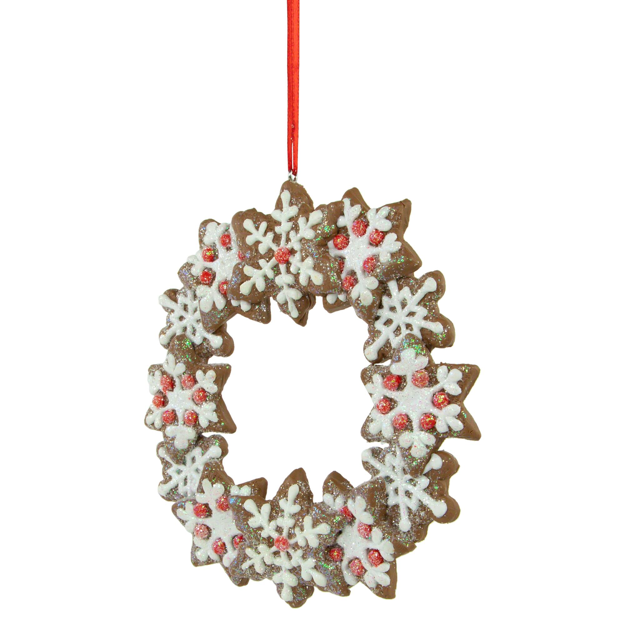 5&#x22; Gingerbread Snowflake Wreath Ornament