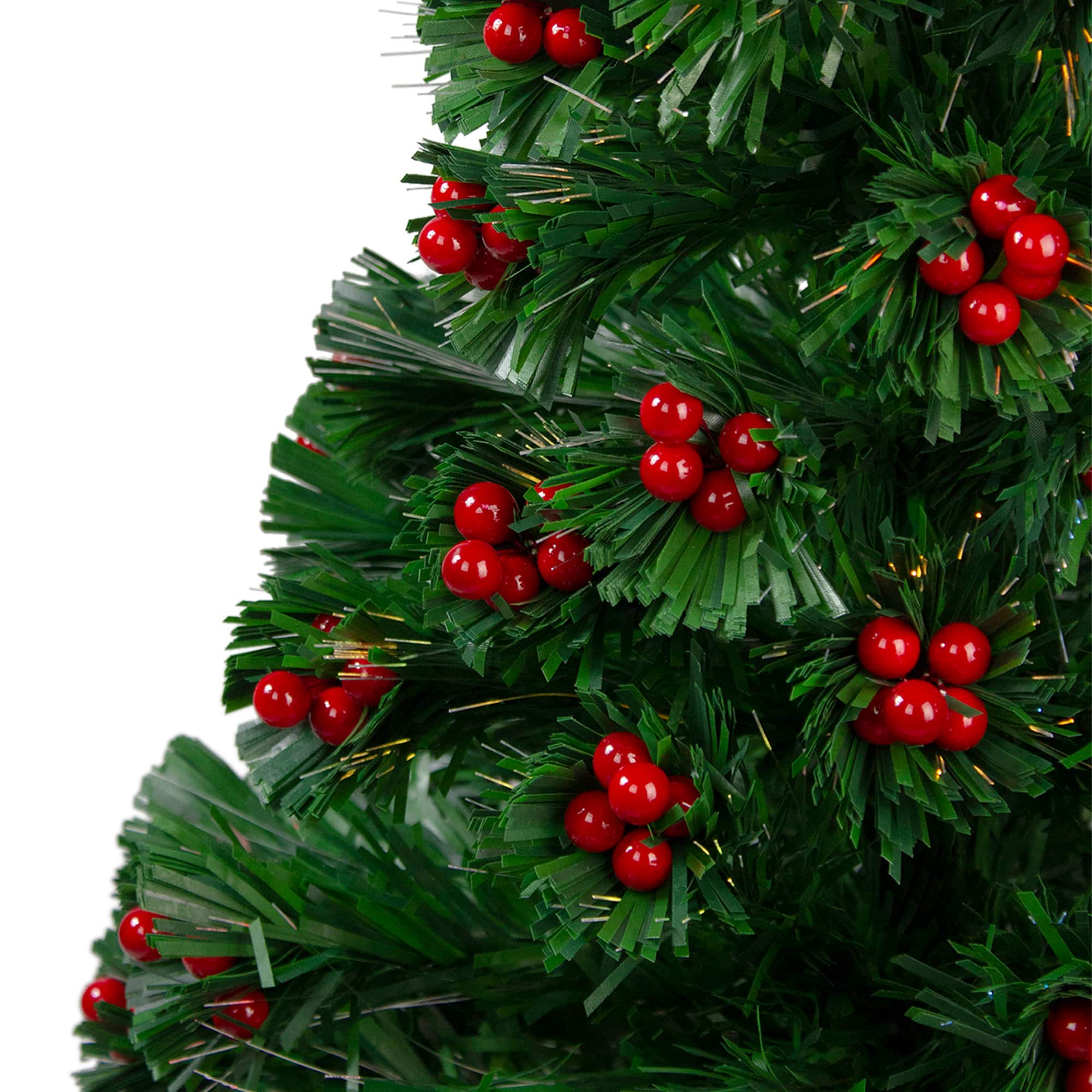 3ft. Fiber Optic Color Changing Artificial Christmas Tree with Red Berries