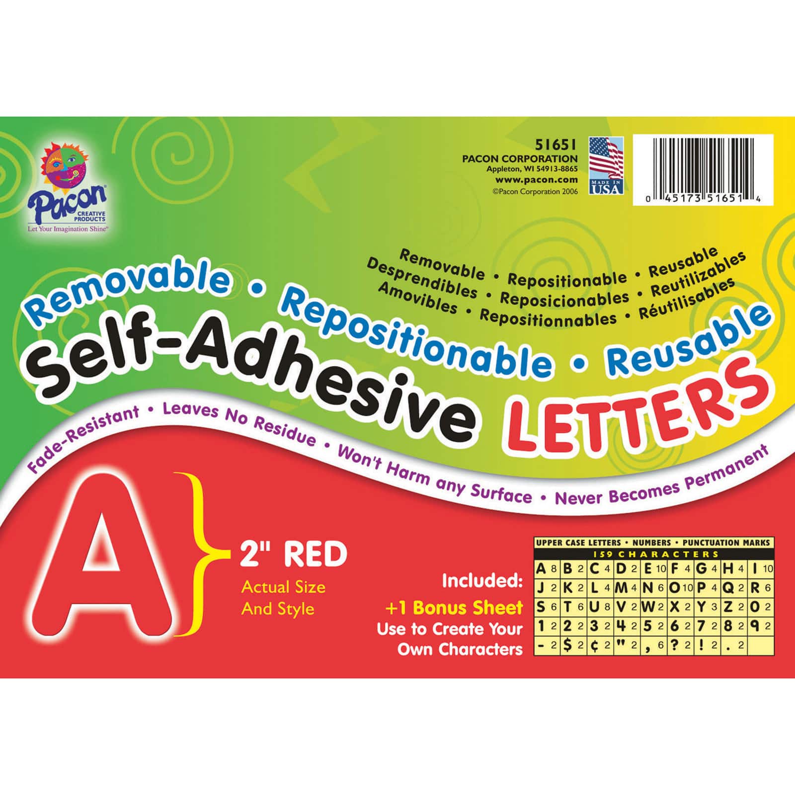 Pacon® 2" Red Puffy Font Self-Adhesive Letters, 2 Packs of 159