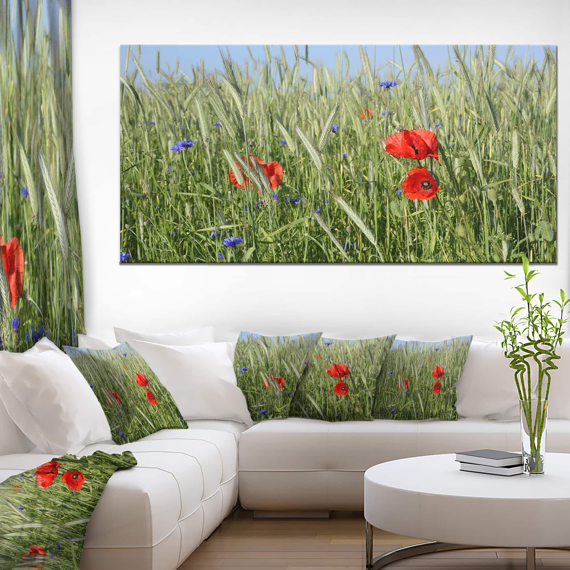 Designart - Rural Landscape with Red Poppies - Large Landscape Canvas Art