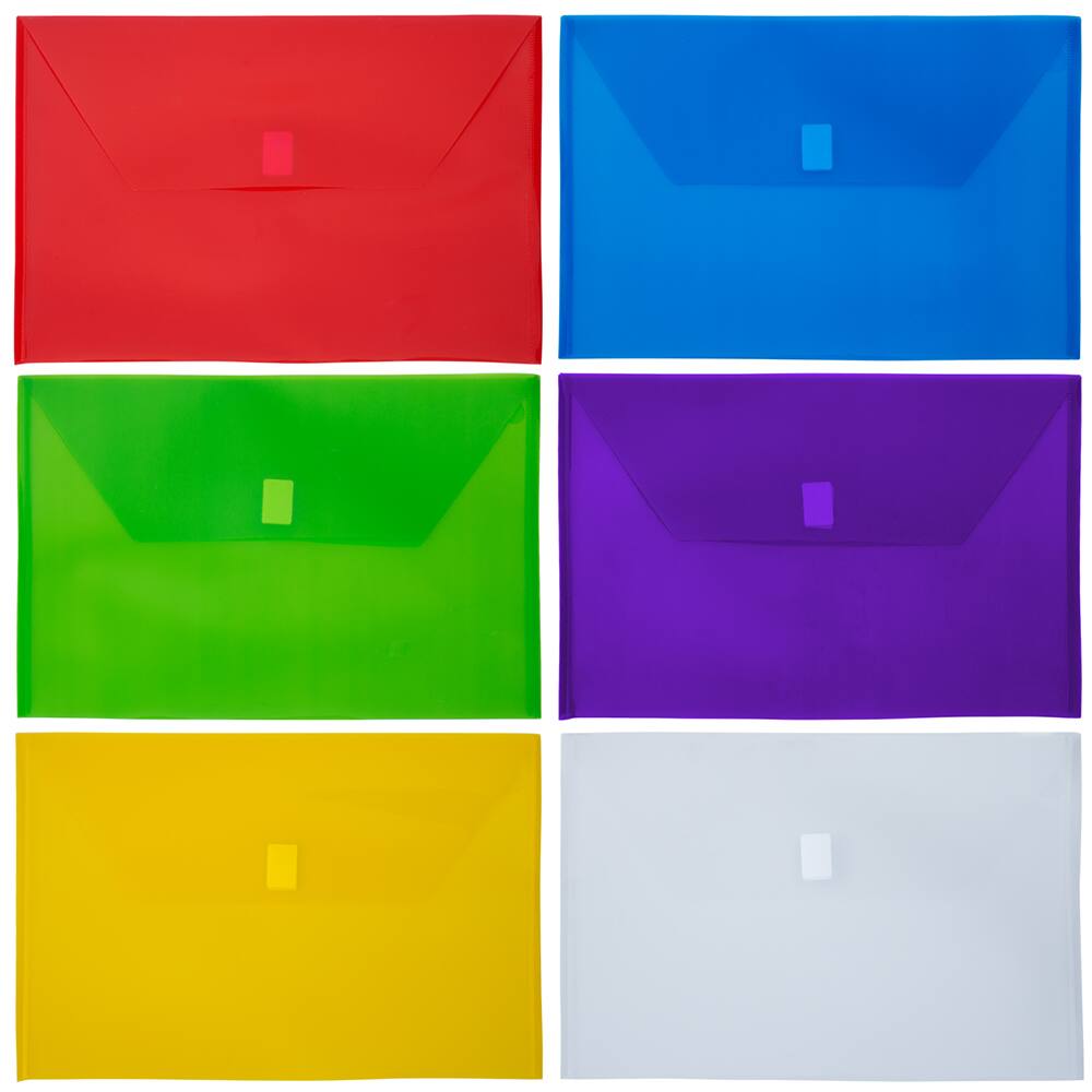 JAM Paper 9.5" x 14.37" Hook & Loop Closure Plastic Envelopes, 6ct.