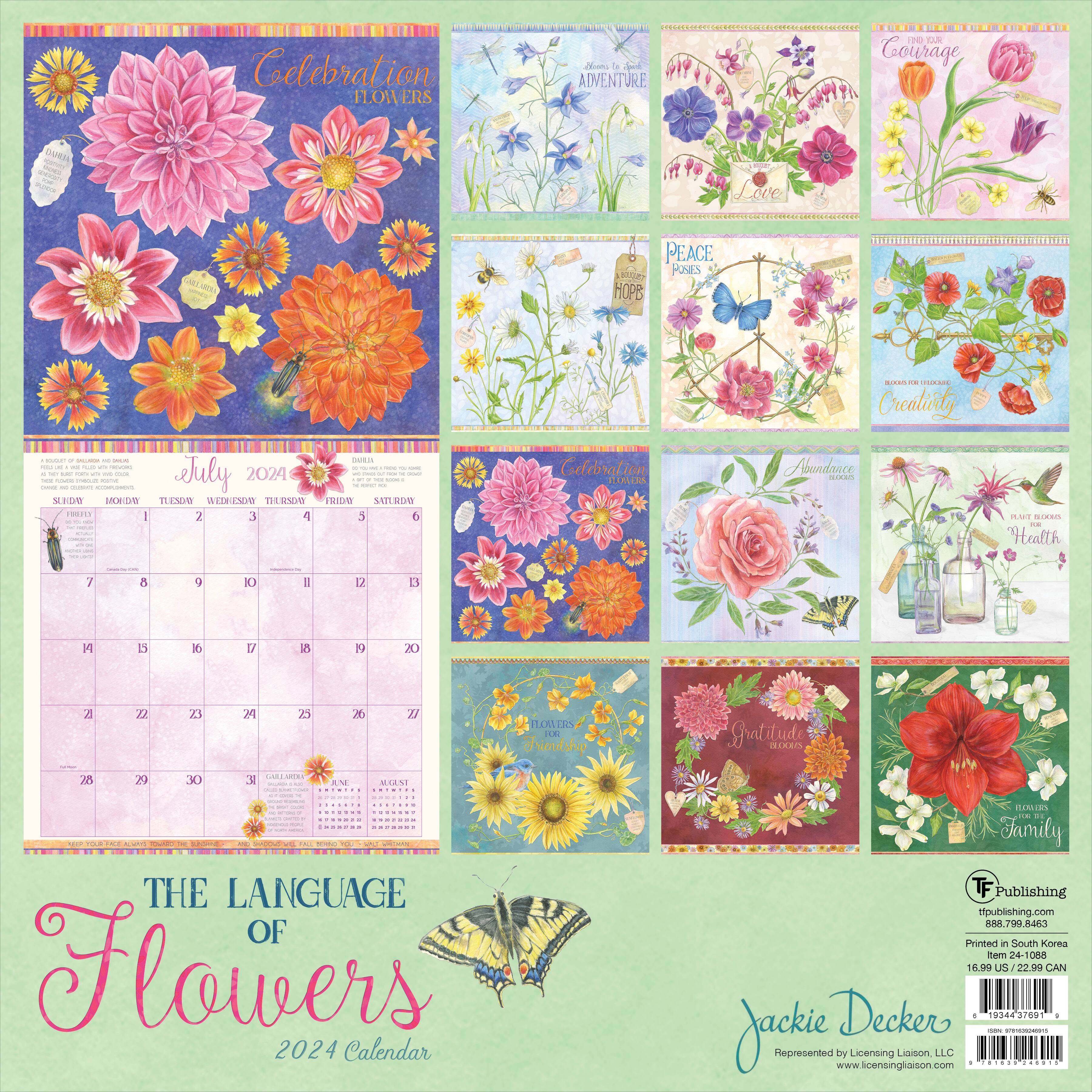 TF Publishing 2024 The Language of Flowers Wall Calendar