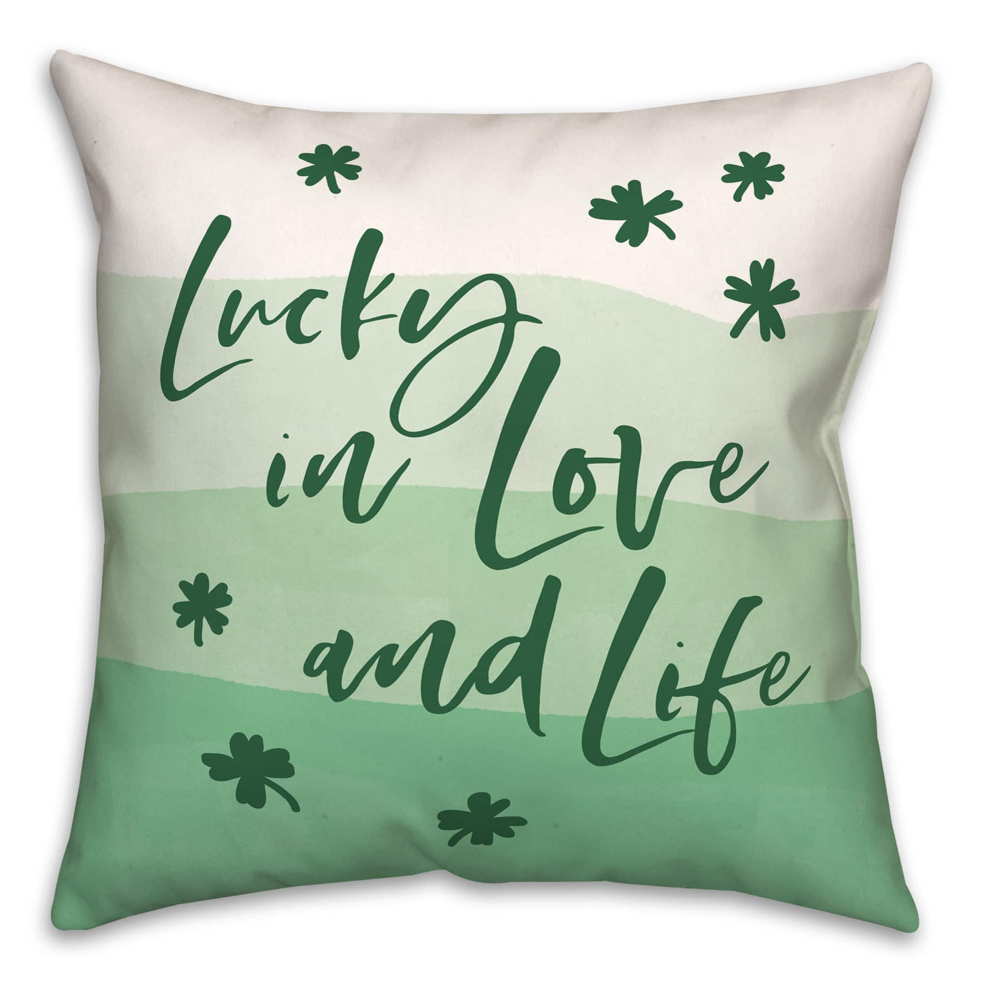 Lucky, Love &#x26; Life Throw Pillow