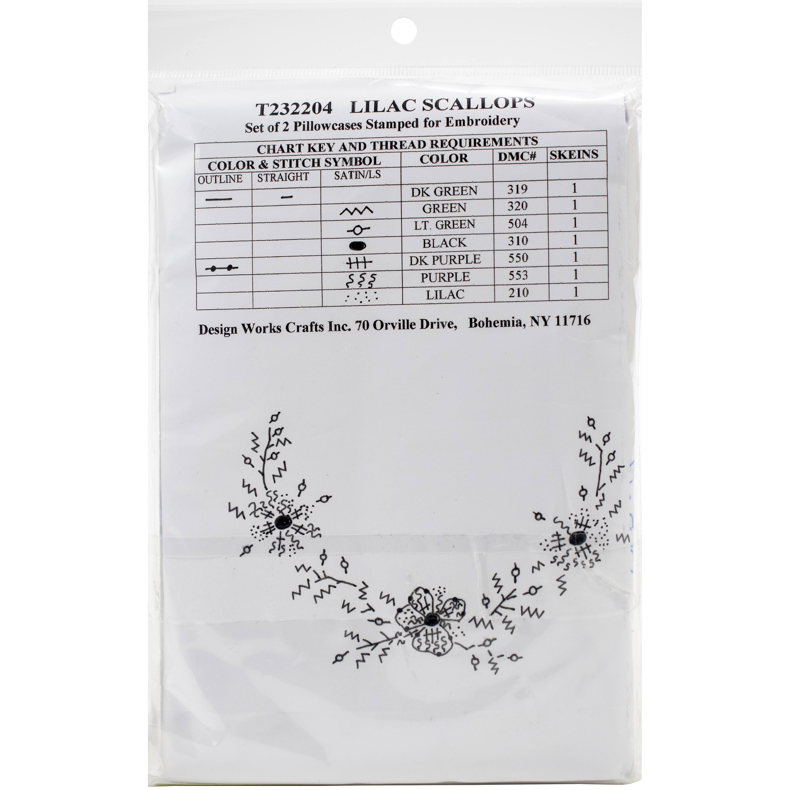 Tobin Stamped For Embroidery Lilac Scallop Pillowcase Set