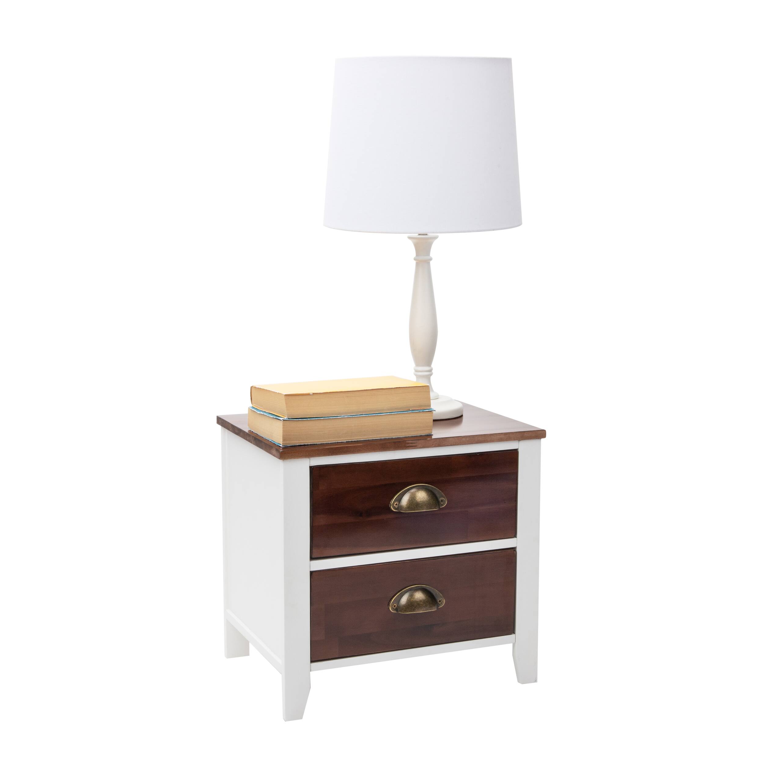 Mind Reader Woodland Collection Brown &#x26; White 2-Drawer Nightstand