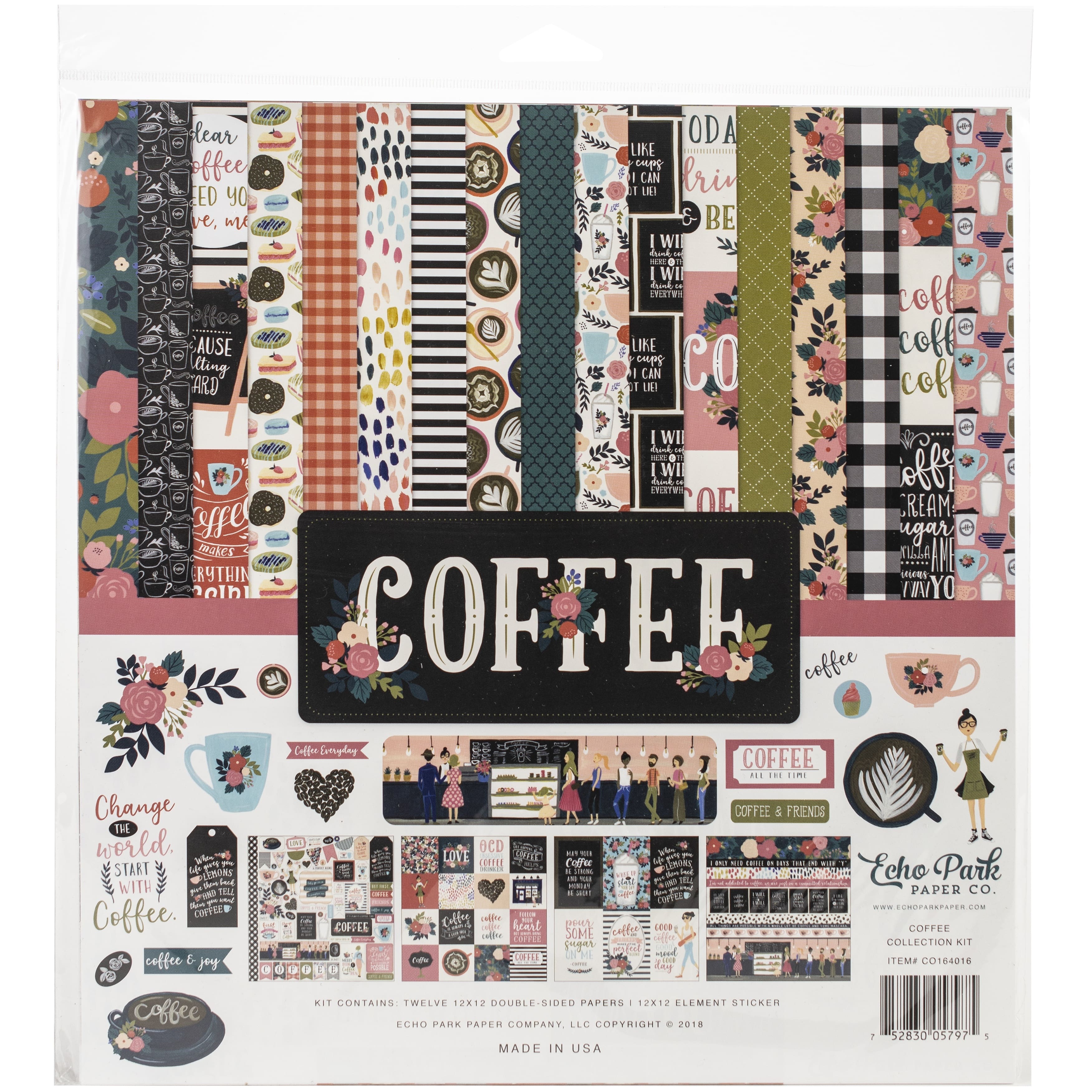Echo Park™ Paper Co. Coffee Collection Kit, 12" x 12"