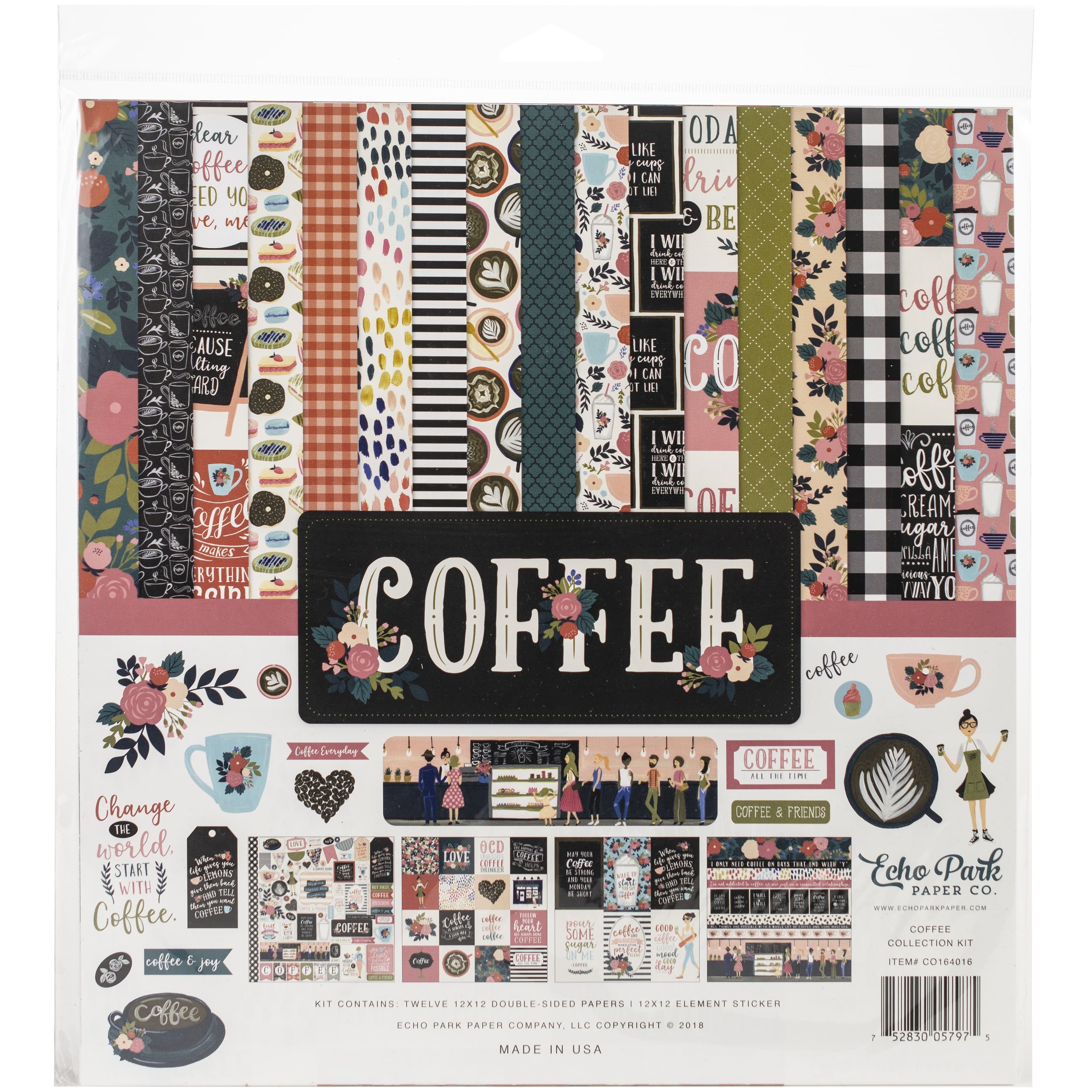 Echo Park&#x2122; Paper Co. Coffee Collection Kit, 12&#x22; x 12&#x22;