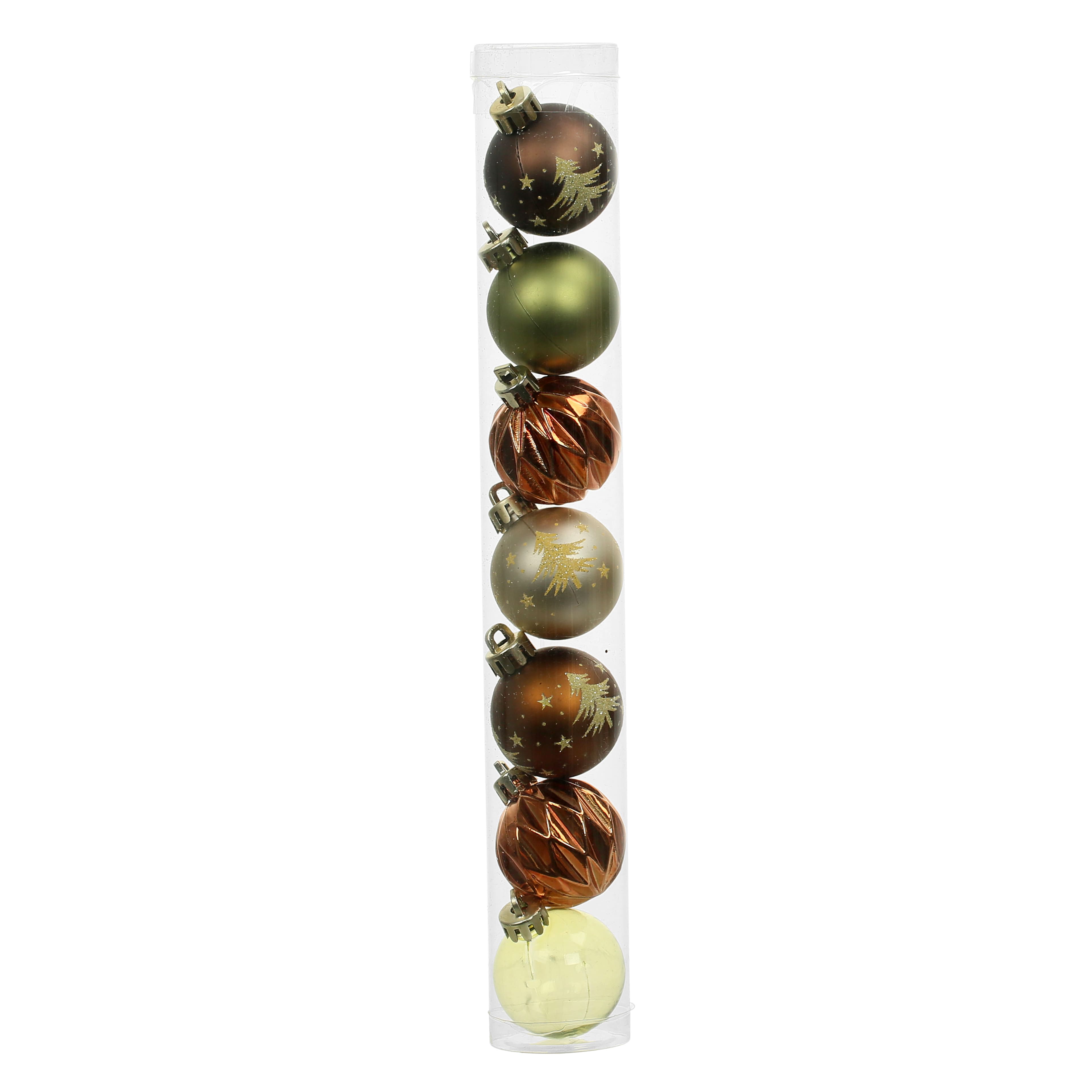 7 Pack 1.5&#x22; Gingerbread Forest Tree Shatterproof Ball Ornaments by Ashland&#xAE;