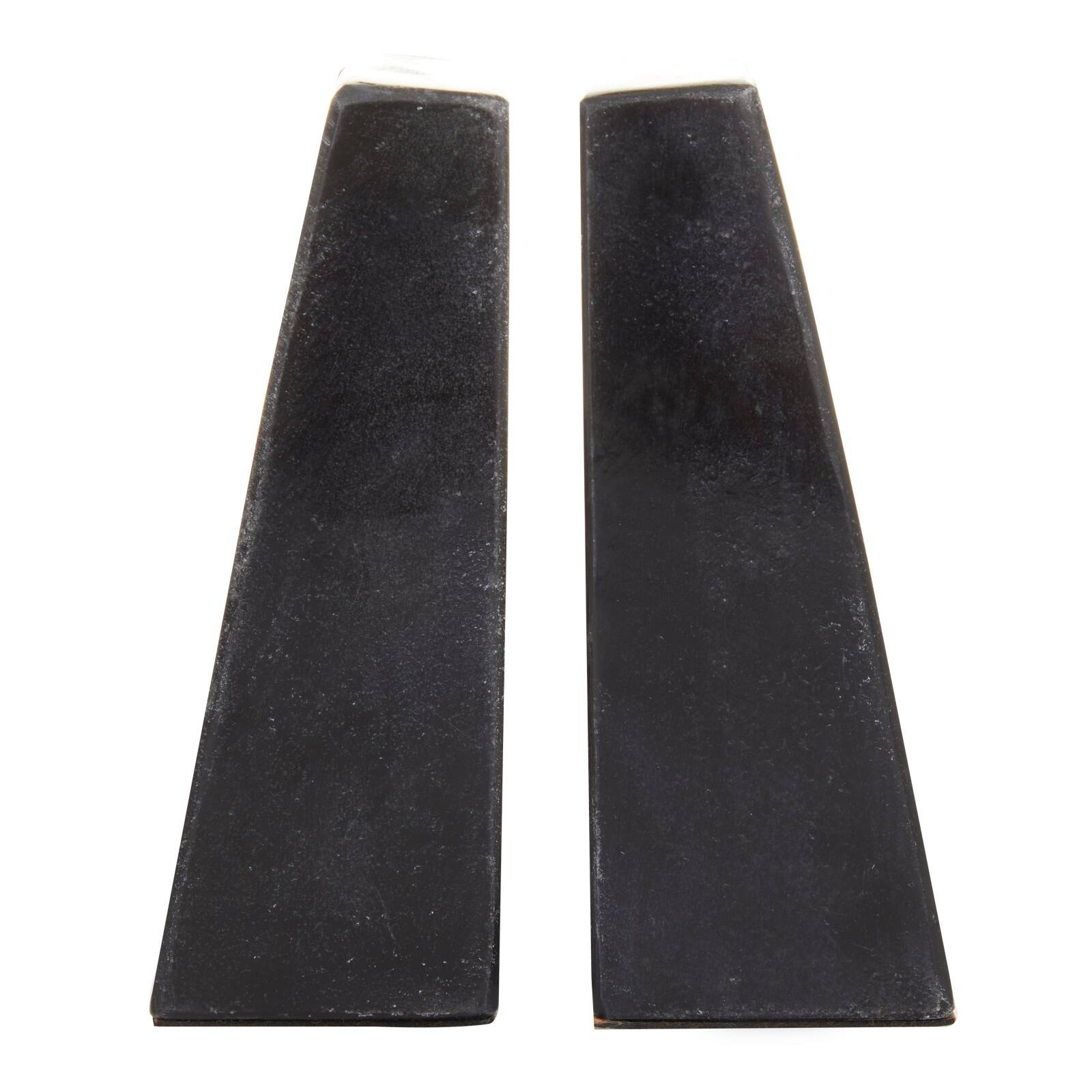 CosmoLiving by Cosmopolitan Set of 2" Black Marble Glam Bookends, 6" x 2" x 3"