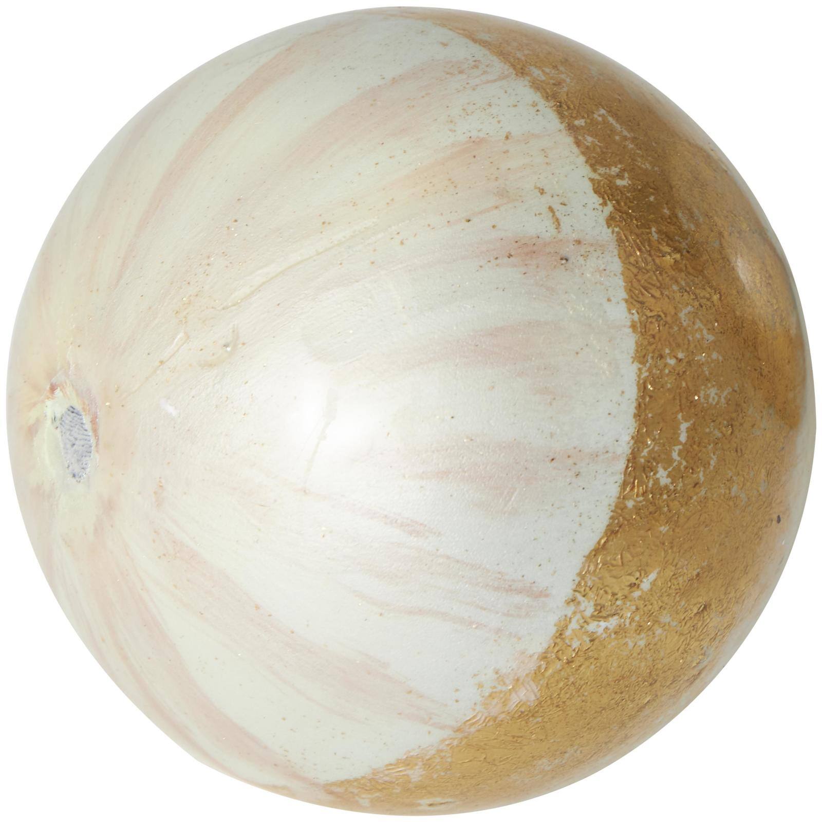 White with Gold Stripe Abstract Brushed Decorative Orbs &#x26; Vase Filler Set