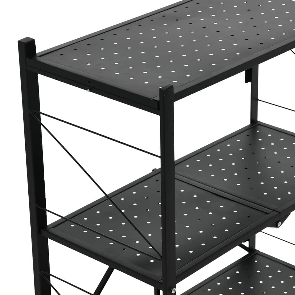 Household Essentials 34&#x22; Black Metal 3-Tier Foldable Utility Rack
