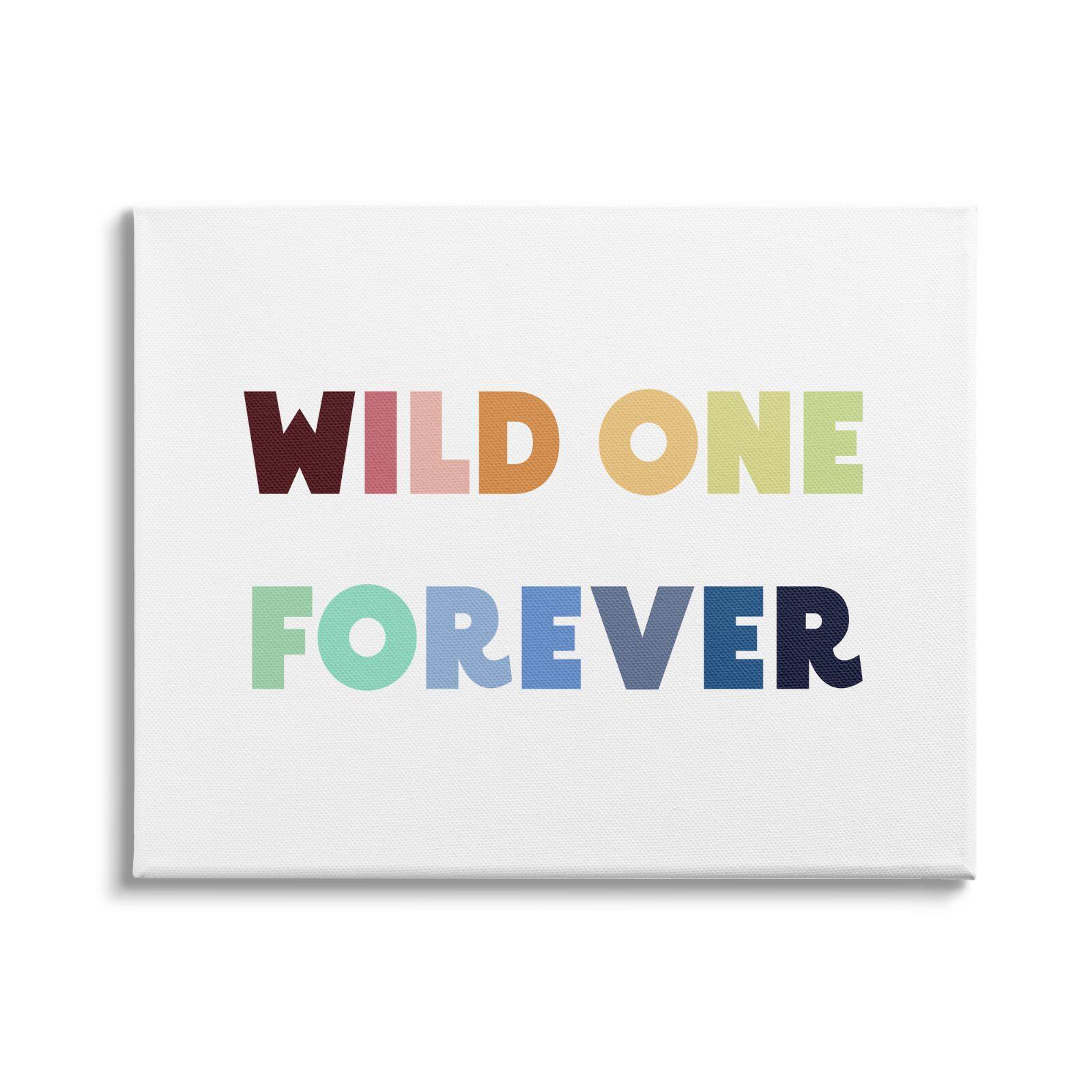 Stupell Industries Wild One Forever Phrase Rainbow Typography Kids' Adventure Canvas Wall Art