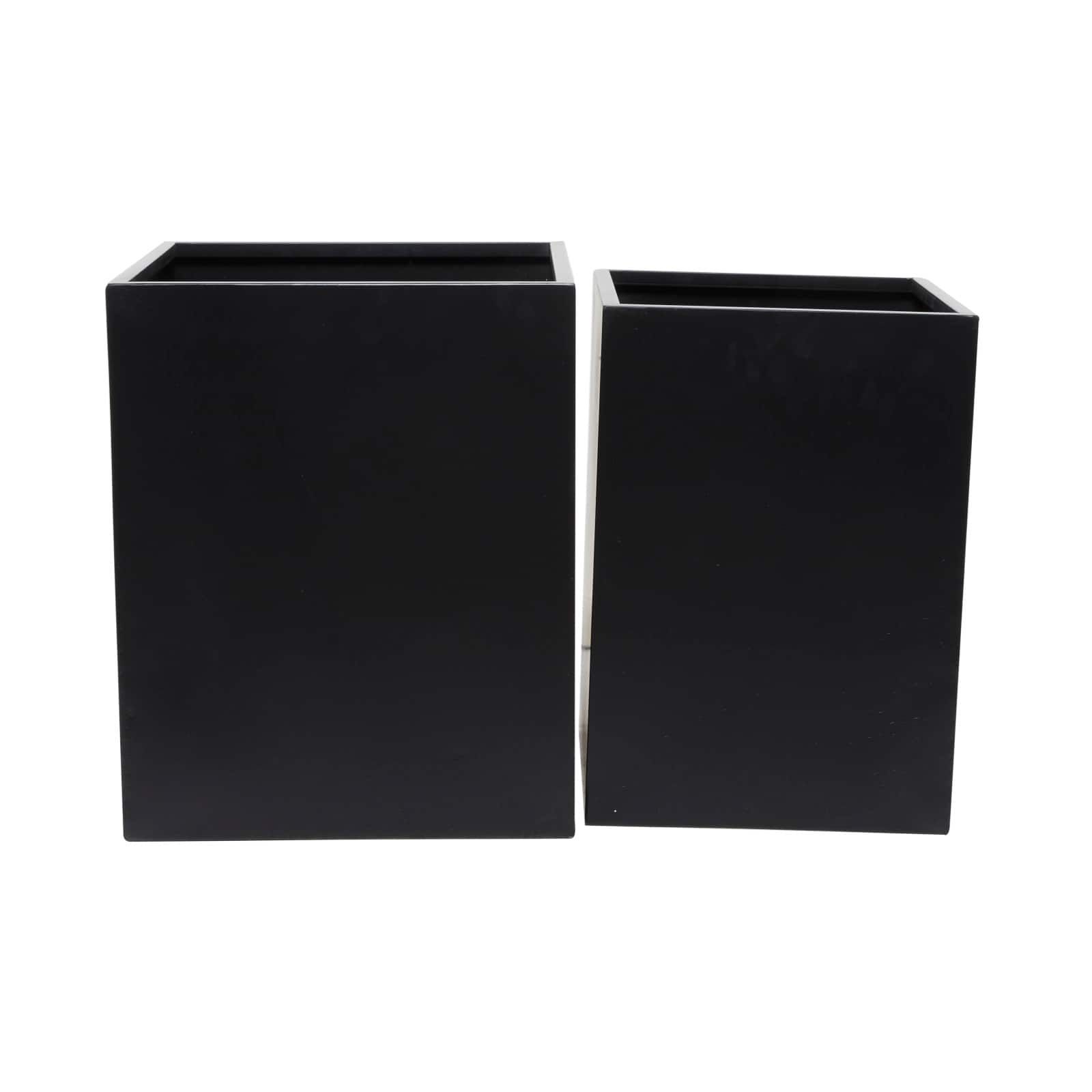 Black Modern Planter, Set of 2&#x22; 18&#x22;, 14&#x22;