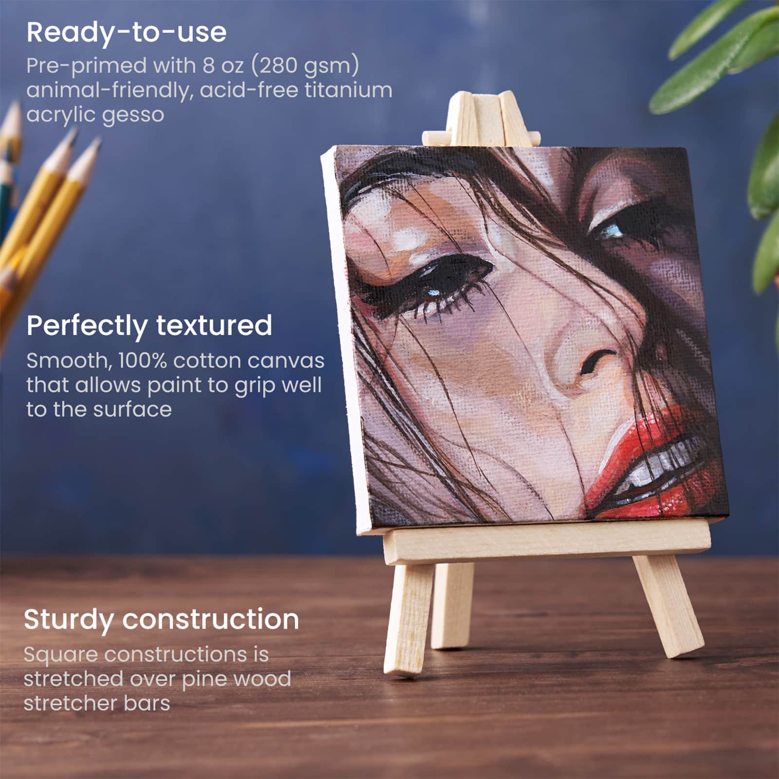 Arteza&#xAE; 4&#x22; x 4&#x22; Mini Canvases with Easels, 14ct.