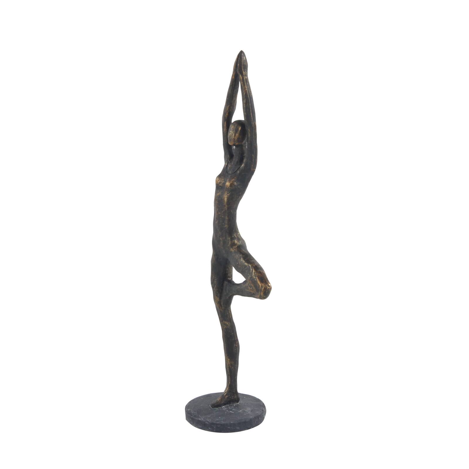 Brass Polystone Modern Sculpture, Yoga 18&#x22; x 6&#x22; x 4&#x22;