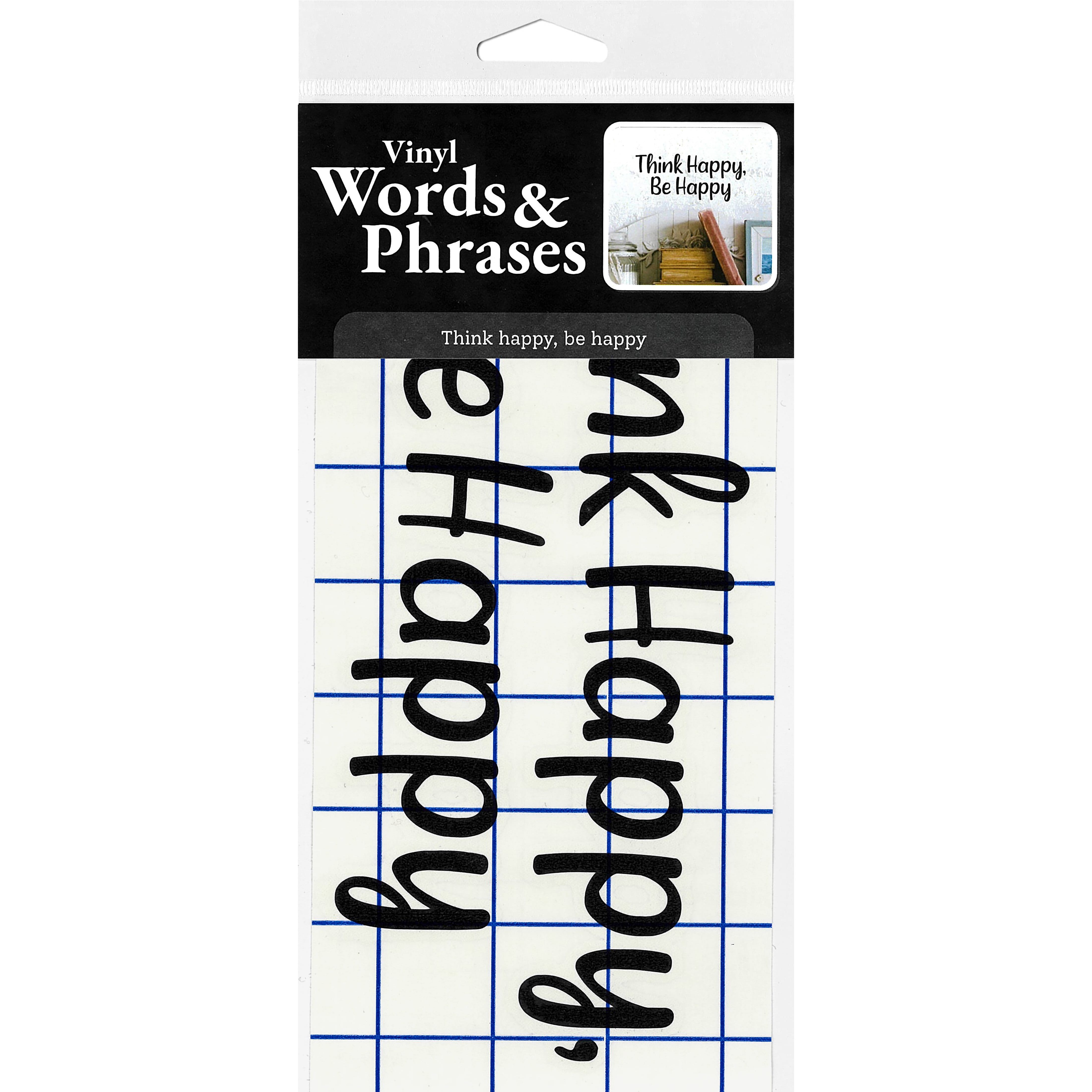 Leisure Arts® Vinyl Matte Black Think Happy, Be Happy Decal