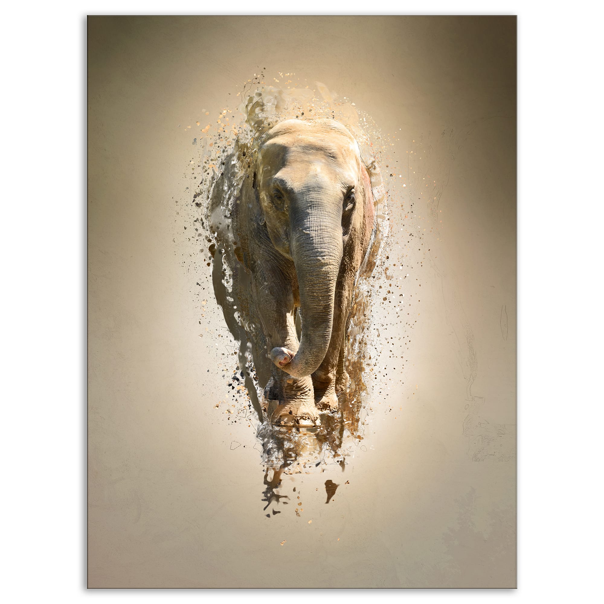 Designart - Mammoth Elephant Walking - Animal Canvas Wall Art
