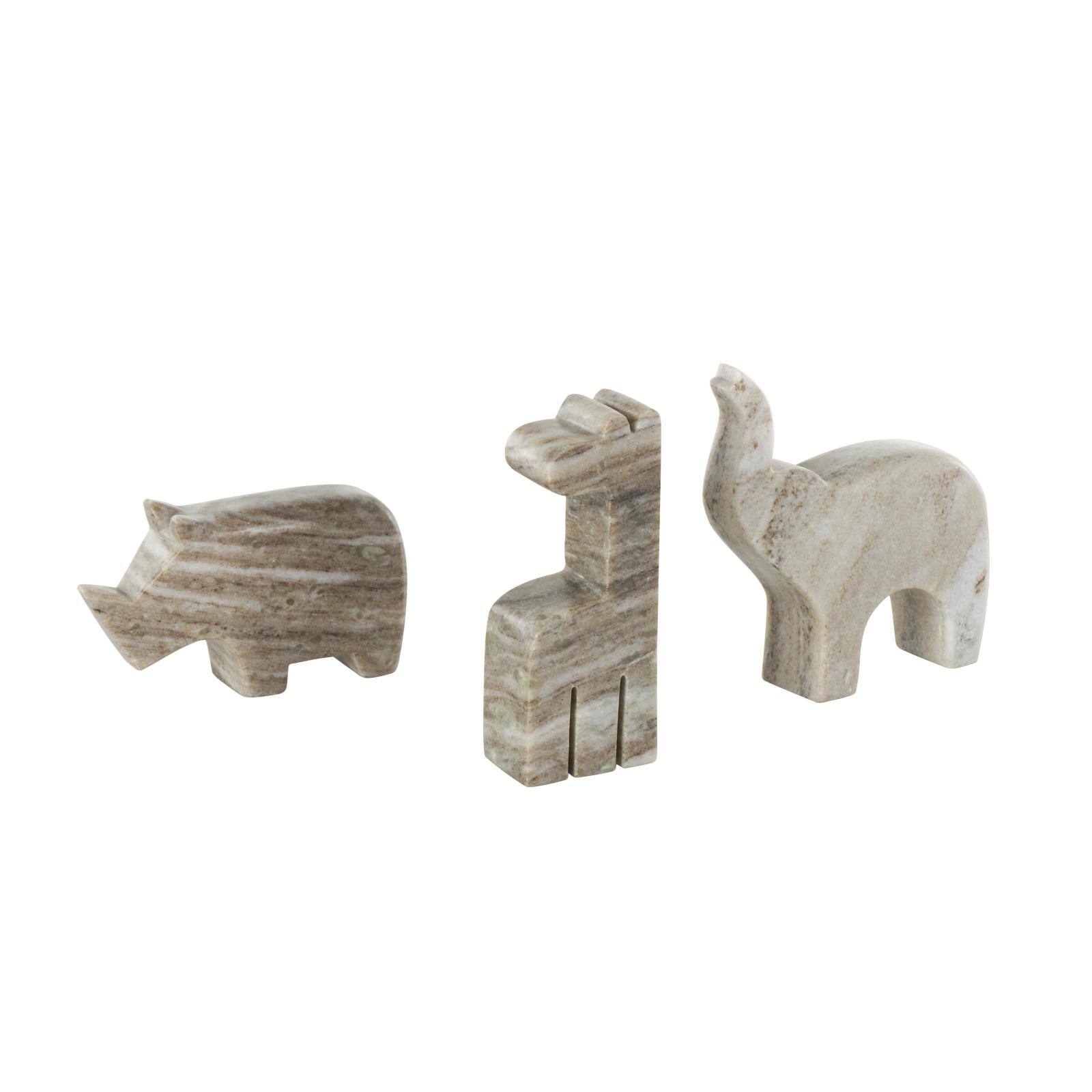 Gray & Copper Rounded Marble Safari Animals Sculpture Set
