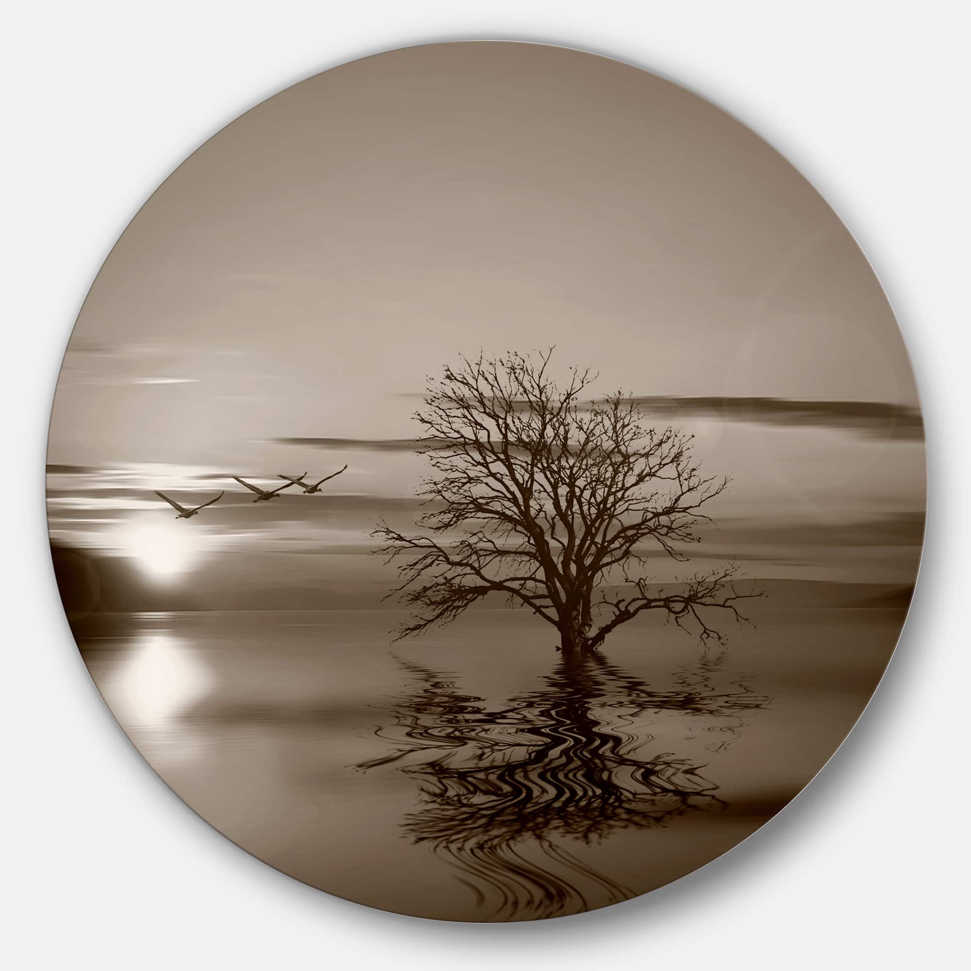 Designart - Flying Birds and Lonely Tree' Extra Large Wall Art Landscape