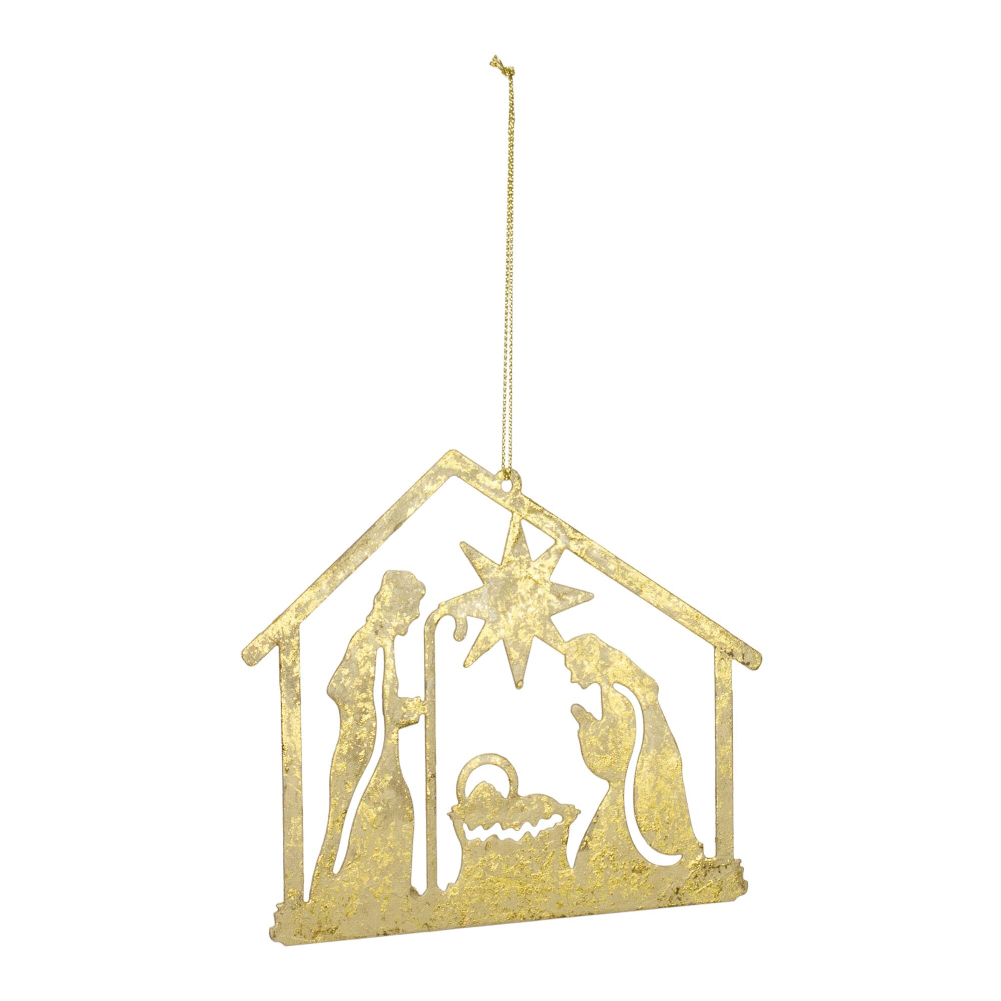 12ct. 4.25" Metal Holy Family Cut Out Ornament Set
