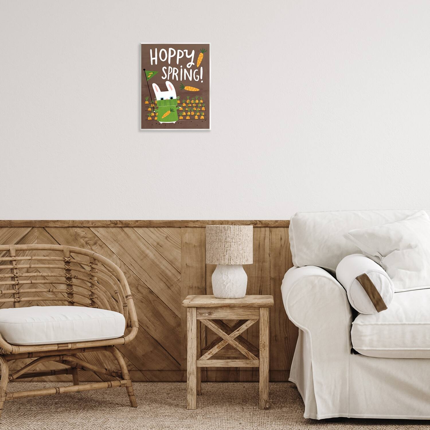 Stupell Industries Happy Spring Bunny & Carrots Wall Plaque Art