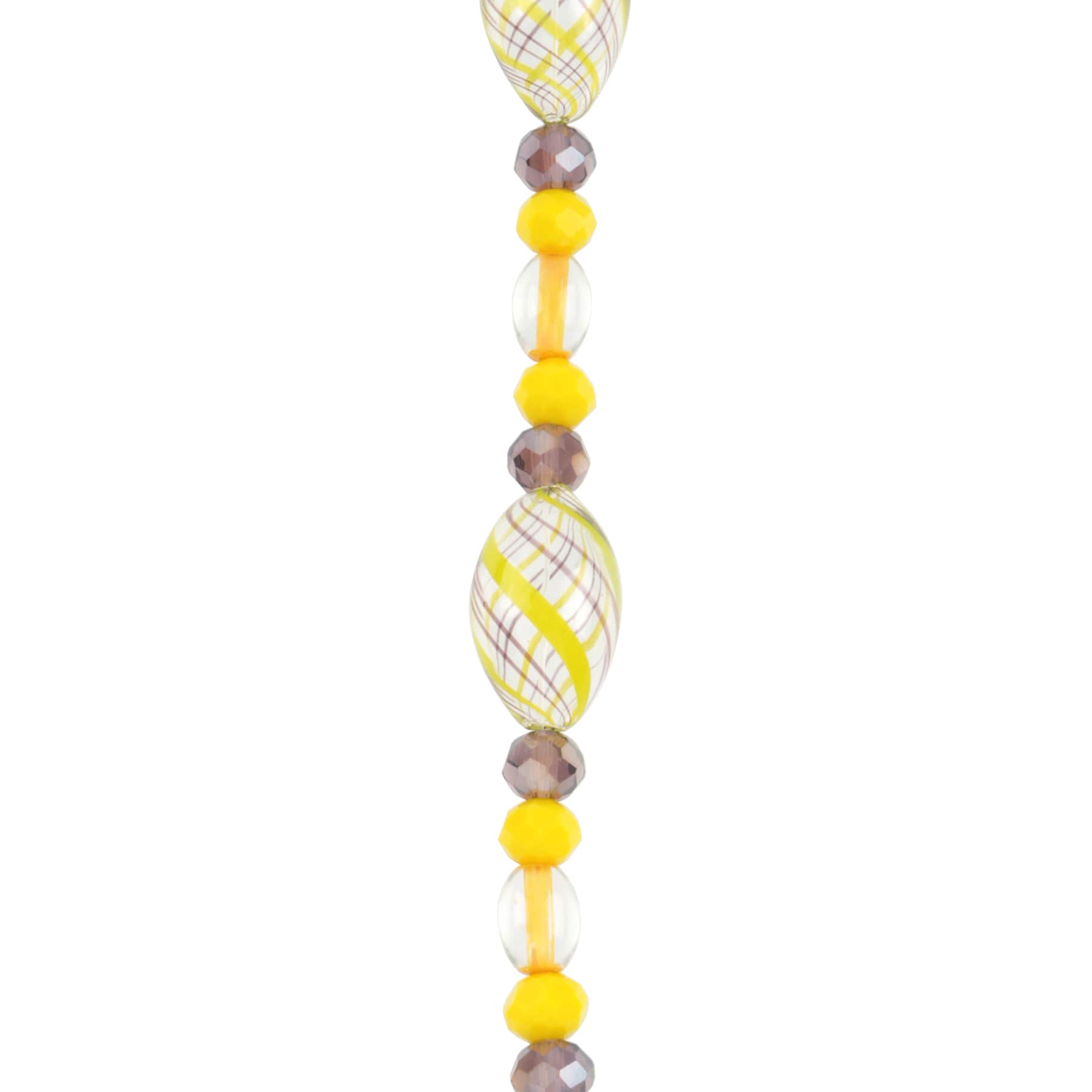 Yellow Lampwork Glass Stripe Oval Beads by Bead Landing™