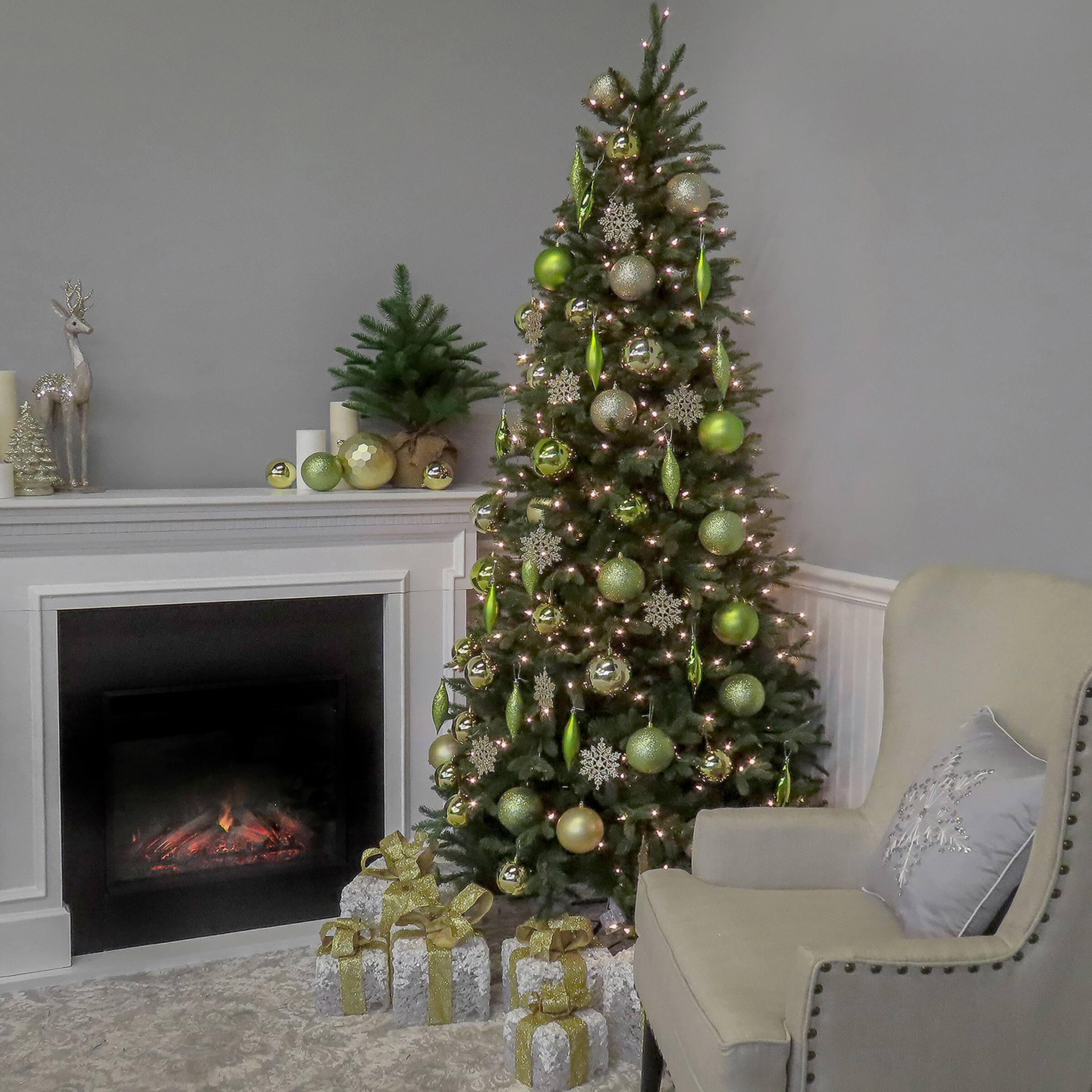 7.5 Ft. Pre-Lit Feel Real&#xAE; Tiffany Fir Slim Artificial Christmas Tree, Clear Lights