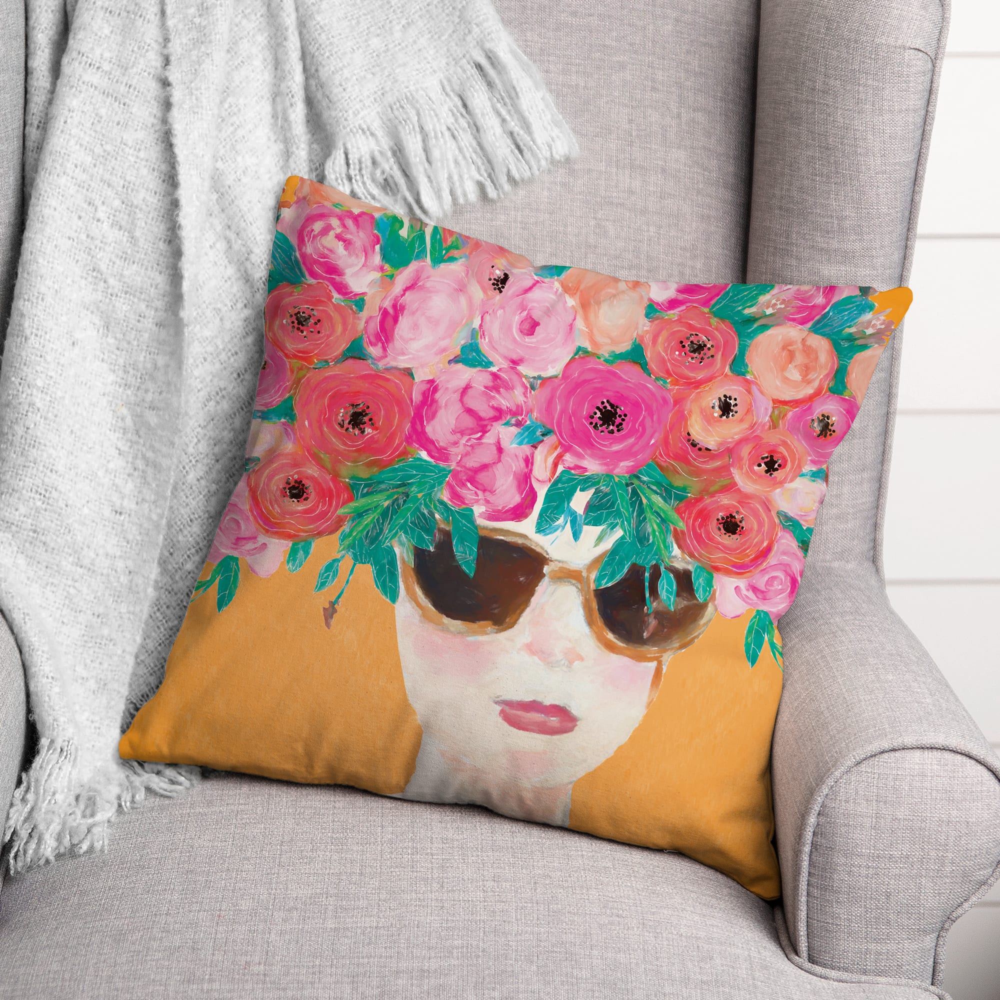 Flower Head Throw Pillow