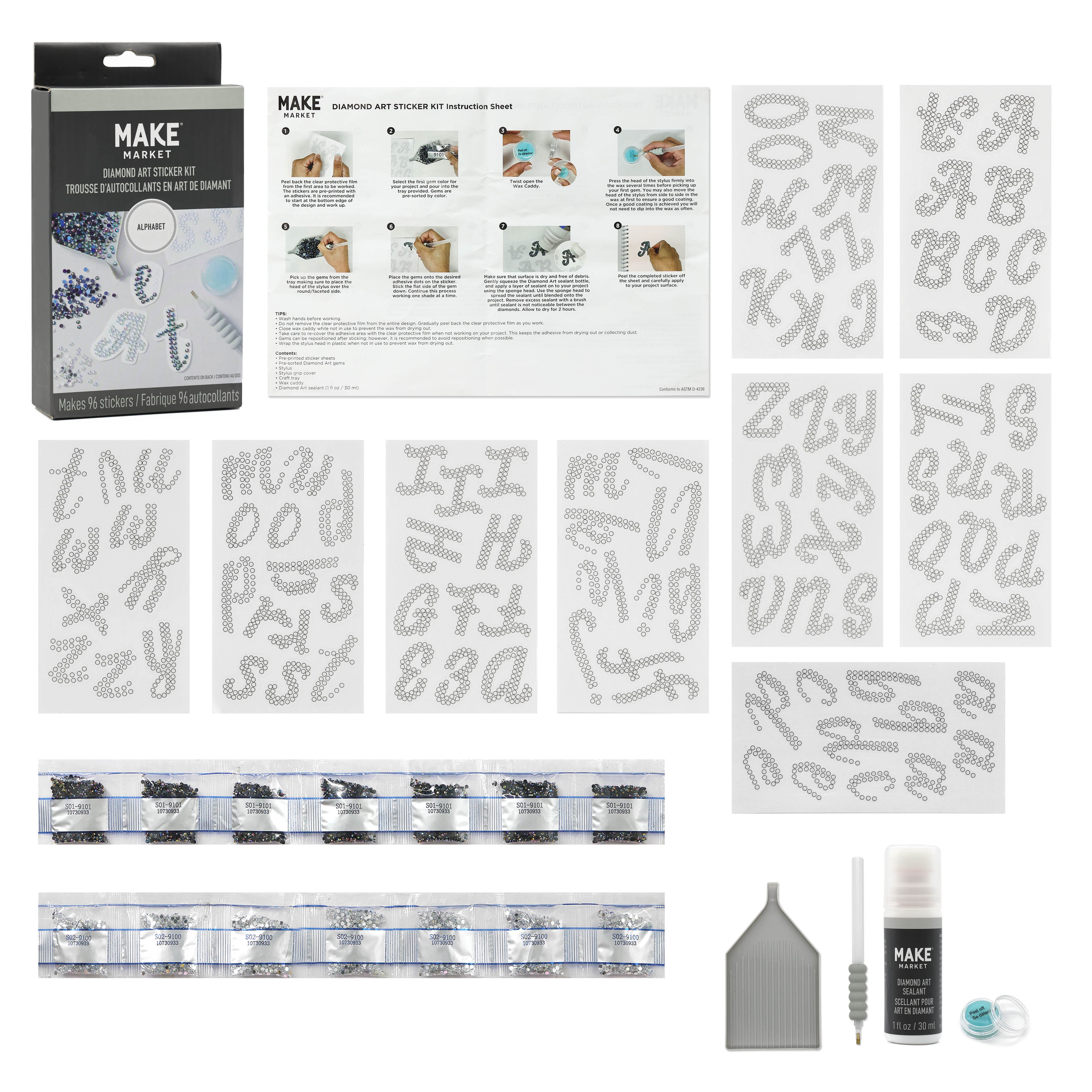 Cursive Alphabet Diamond Art Sticker Kit by Make Market | Michaels